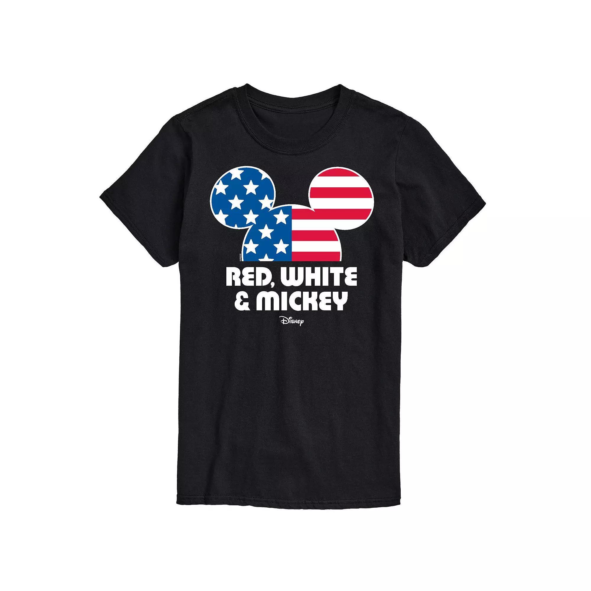 Disneys Mickey Mouse Big & Tall Red White & Mickey Graphic Tee, Mens Product Image