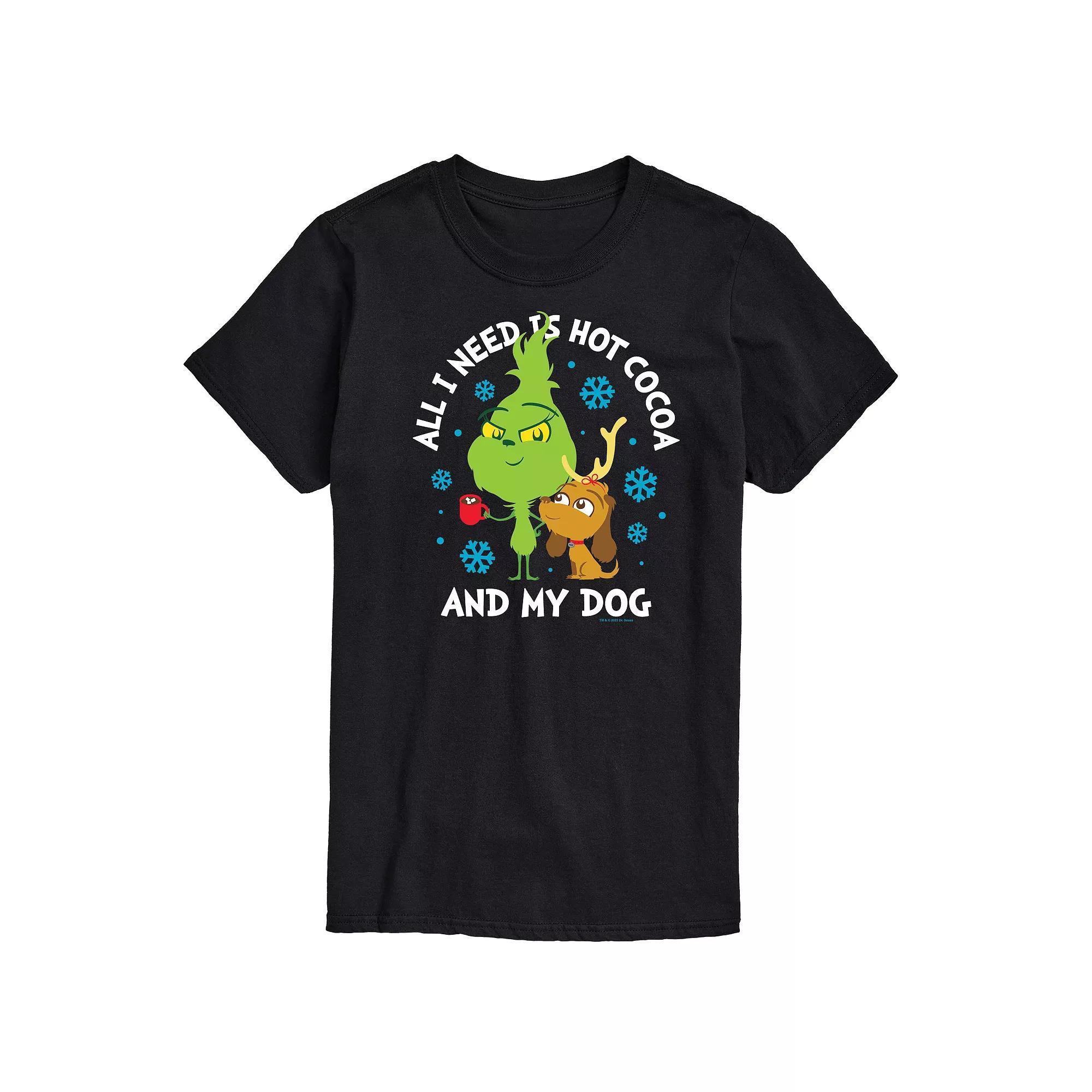 Men's Dr. Seuss The Grinch Hot Cocoa And My Dog Graphic Tee, Size: XXL, Black Product Image
