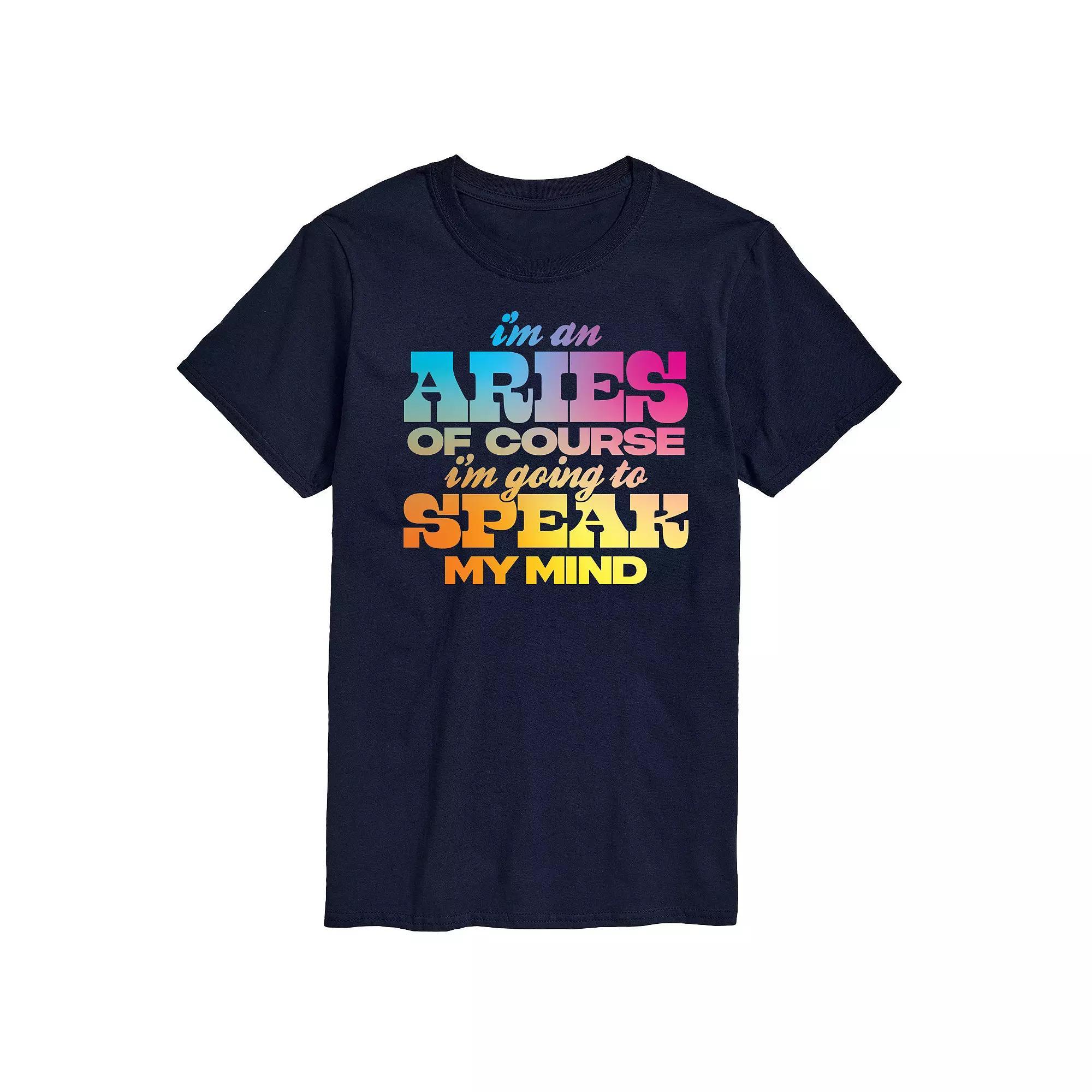 Mens Aries Speak My Mind Graphic Tee Blue Product Image
