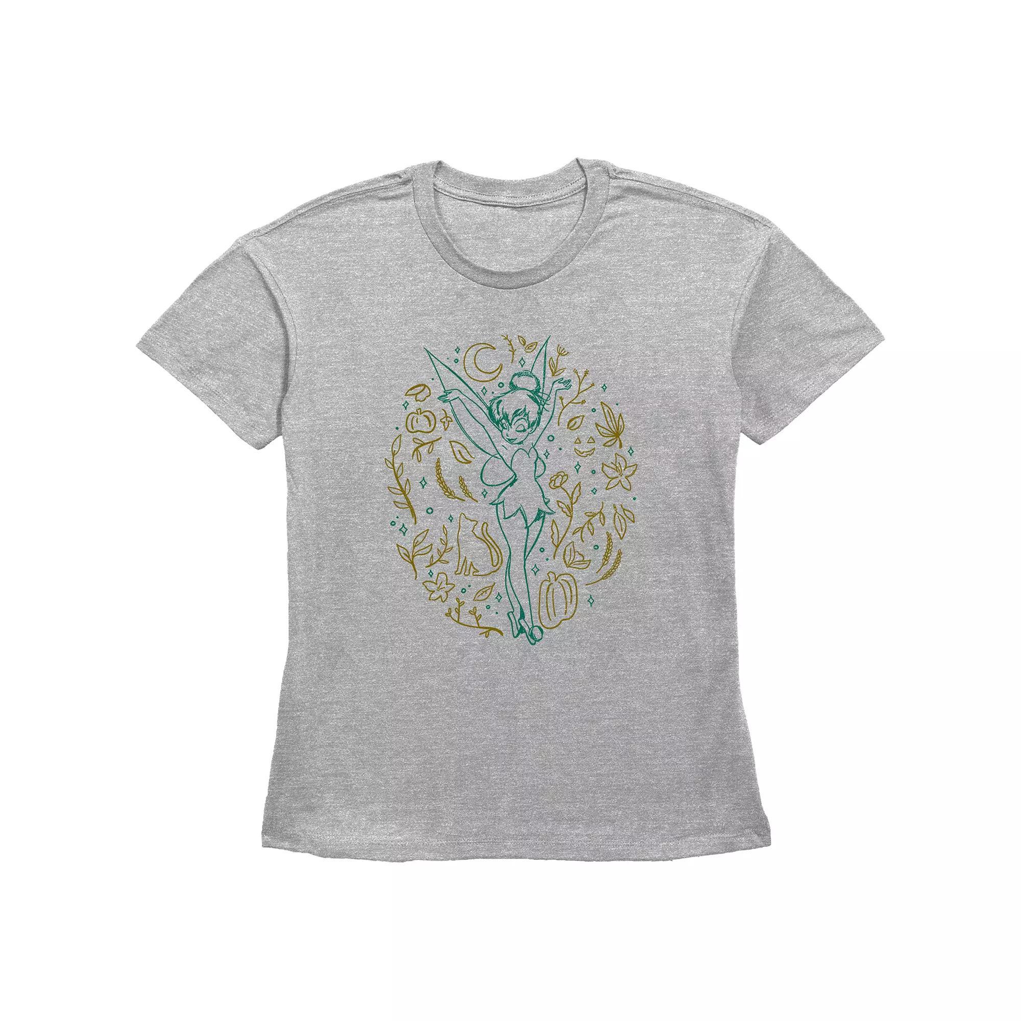 Disney's Tinker Bell Fall Icons Women's Graphic Tee, Size: XL, Grey Gray Product Image