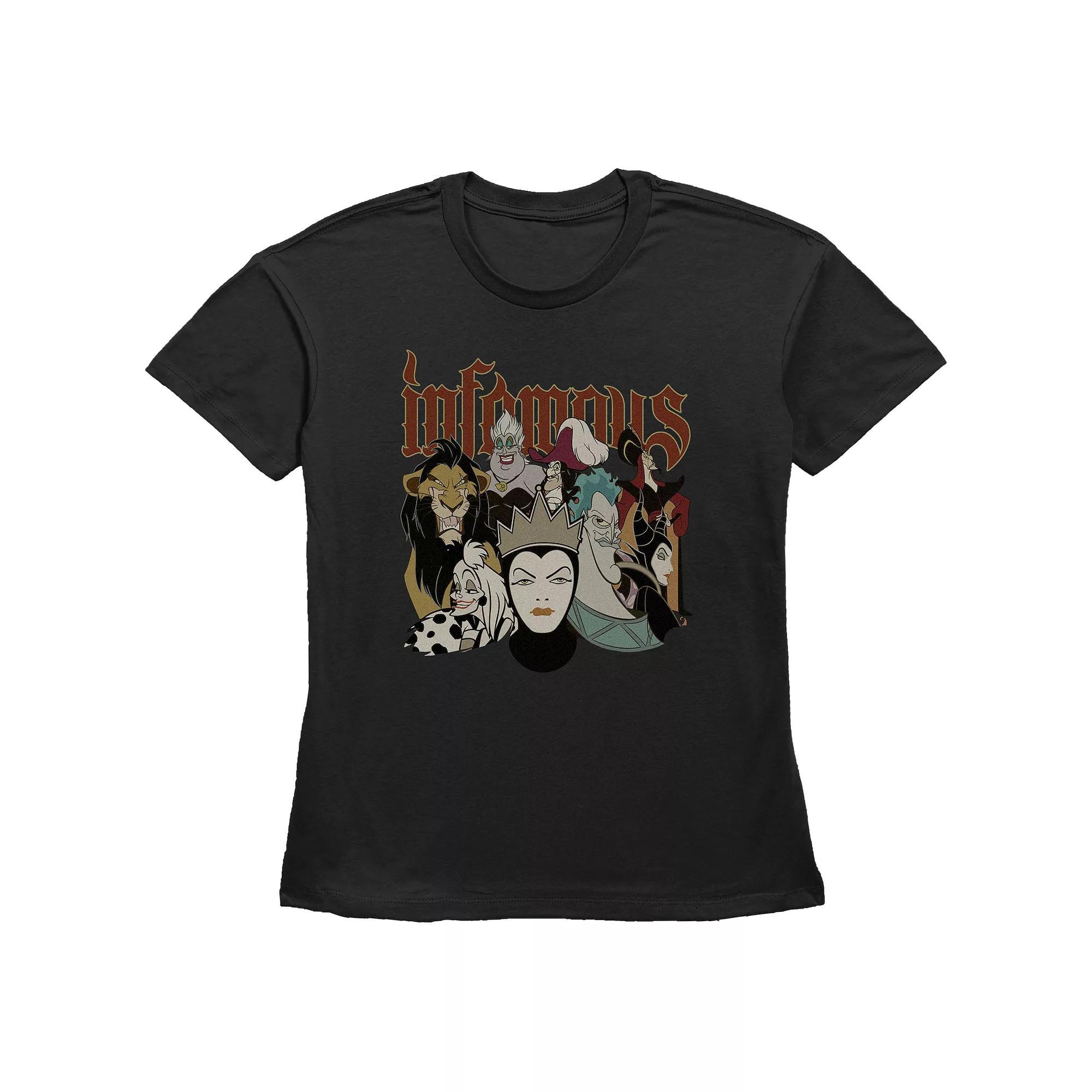 Disney Villains Infamous Characters Women's Graphic Tee, Size: XL, Black Product Image