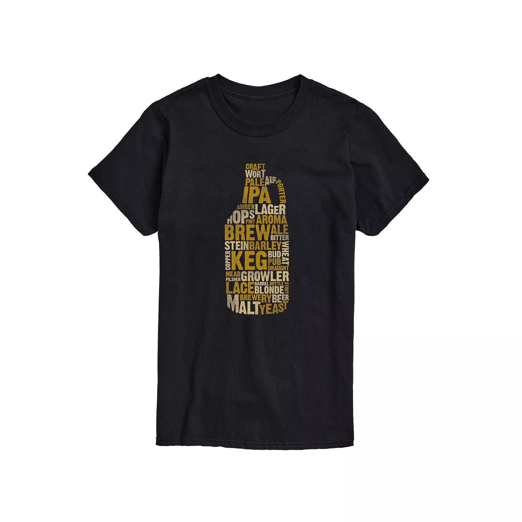 Big & Tall Growler Beer Terms Graphic Tee, Mens Product Image
