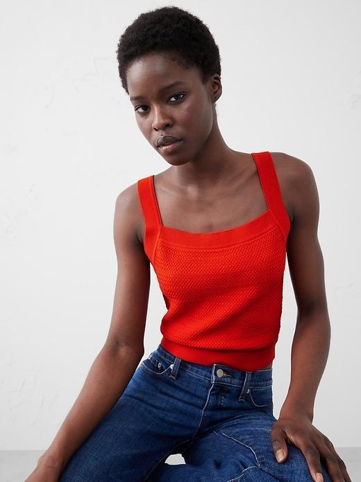 Cropped Textured Sweater Tank Product Image