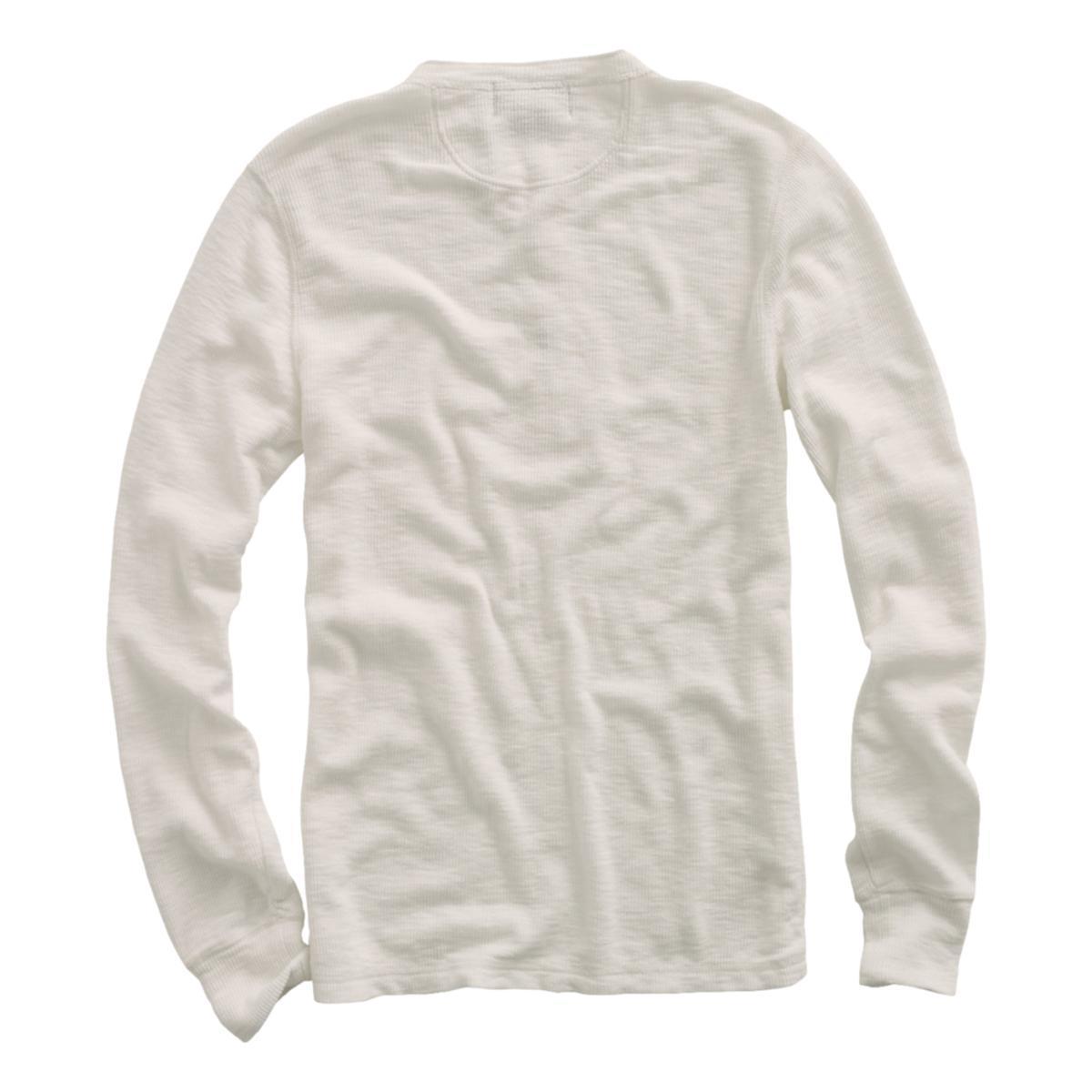 Waffle-Knit Cotton Henley Paper White Product Image