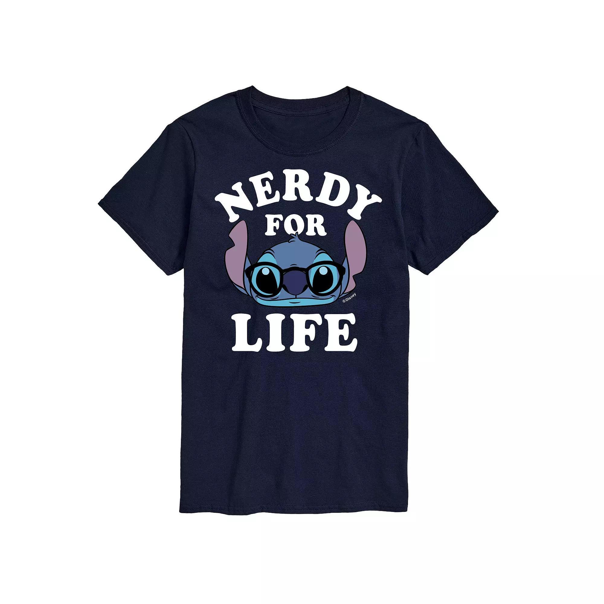 Disneys Lilo and Stitch Big & Tall Nerdy For Life Graphic Tee, Mens Blue Product Image