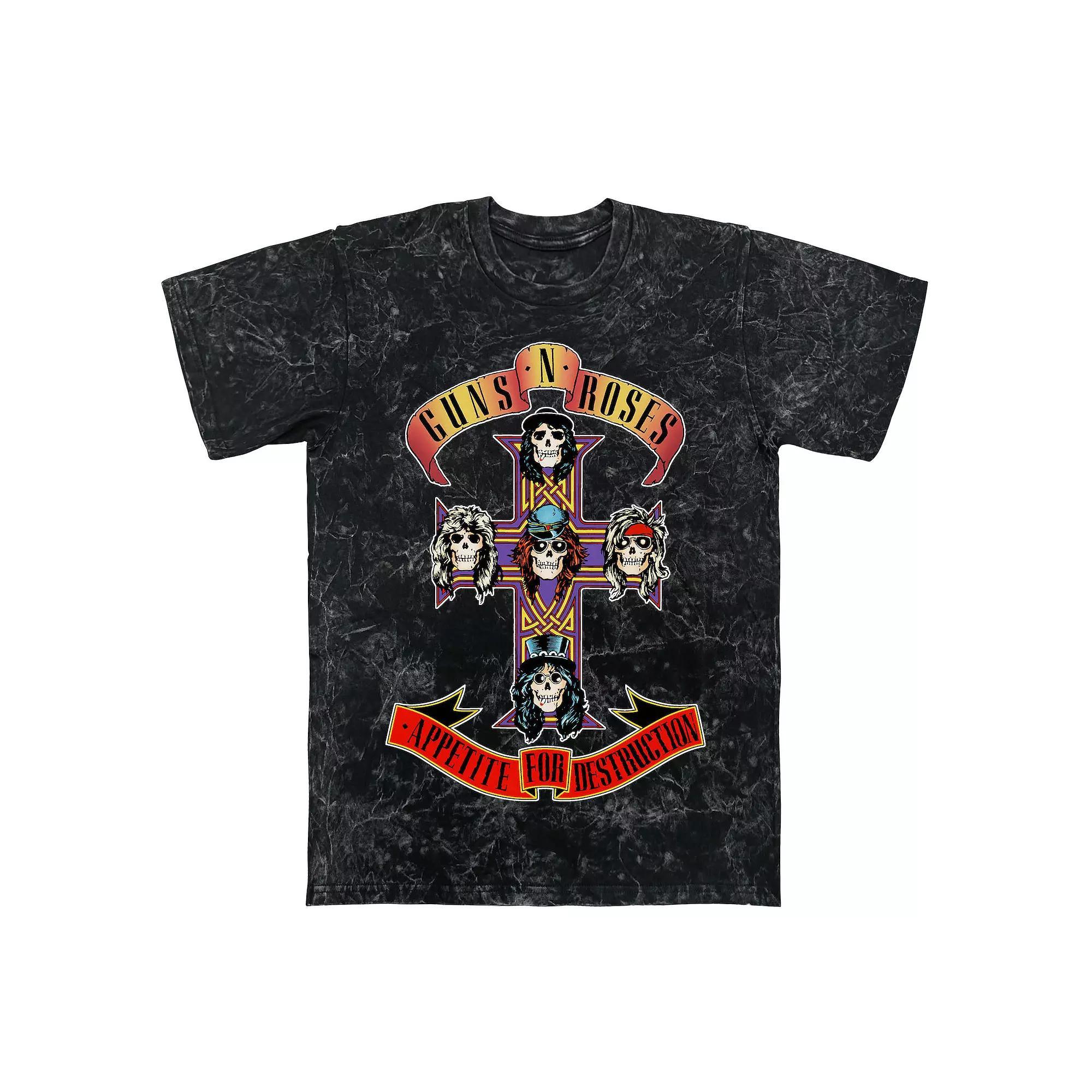Men's Guns N' Roses Appetite For Destruction Cross Mineral Wash Graphic Tee, Size: Small, Black Mineral Wash Product Image