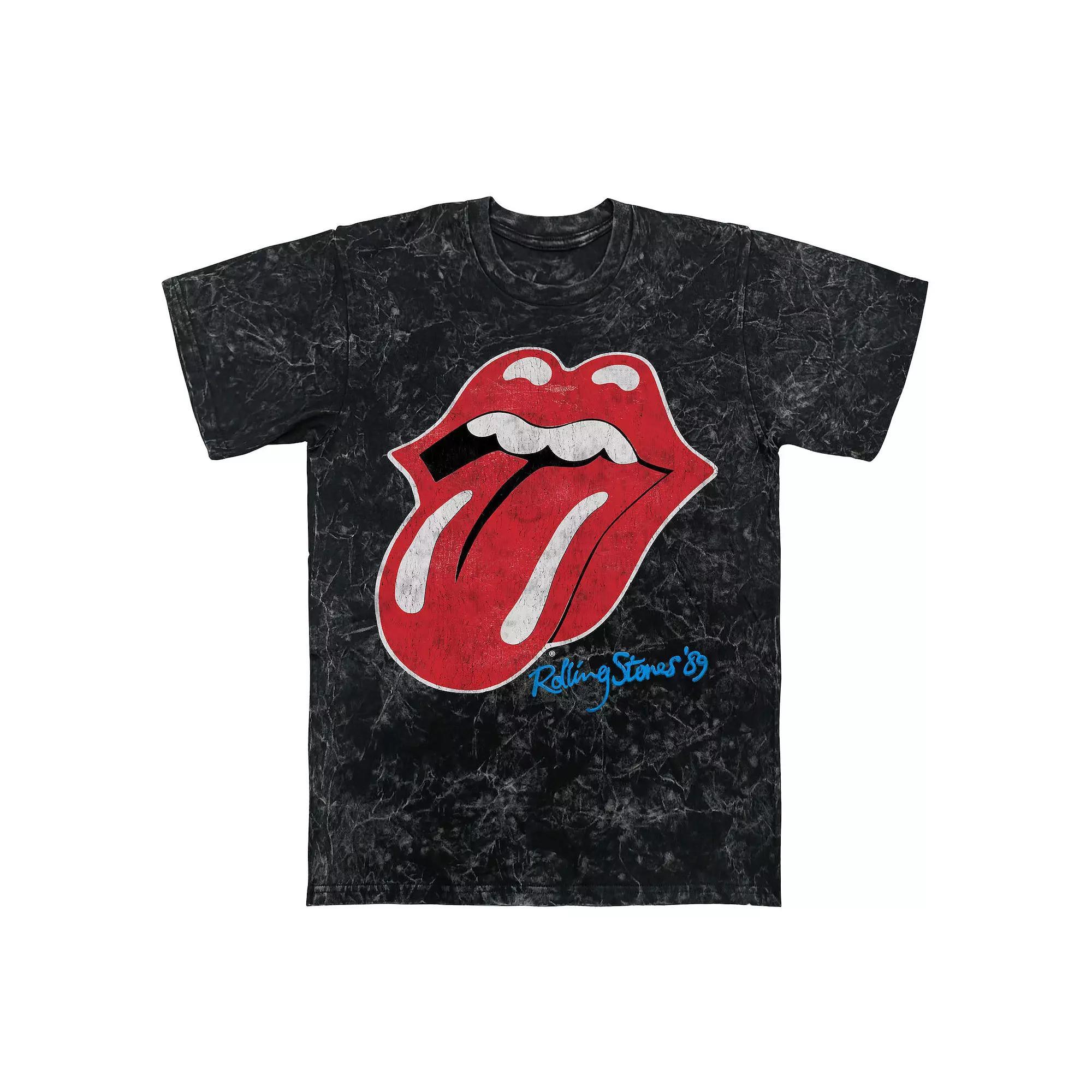 Men's Rolling Stones '89 Tongue Mineral Wash Graphic Tee, Size: Small, Black Mineral Wash Product Image