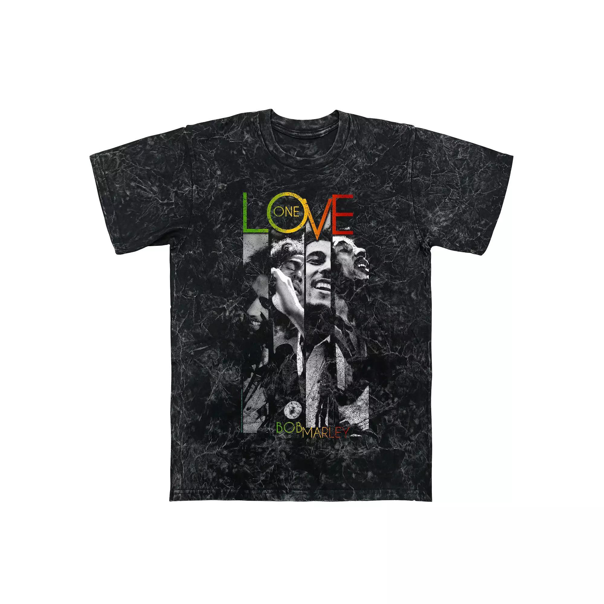 Men's Bob Marley One Love Stripes Graphic Tee, Size: Large, Black Mineral Wash Product Image