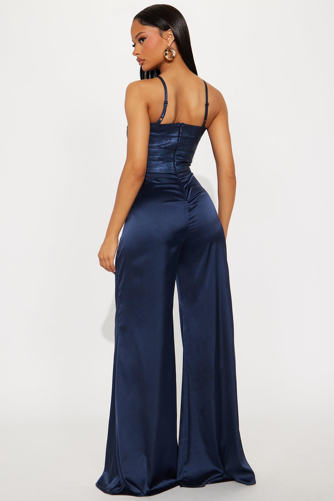 The Night Is Young Bandage Jumpsuit - Navy Product Image