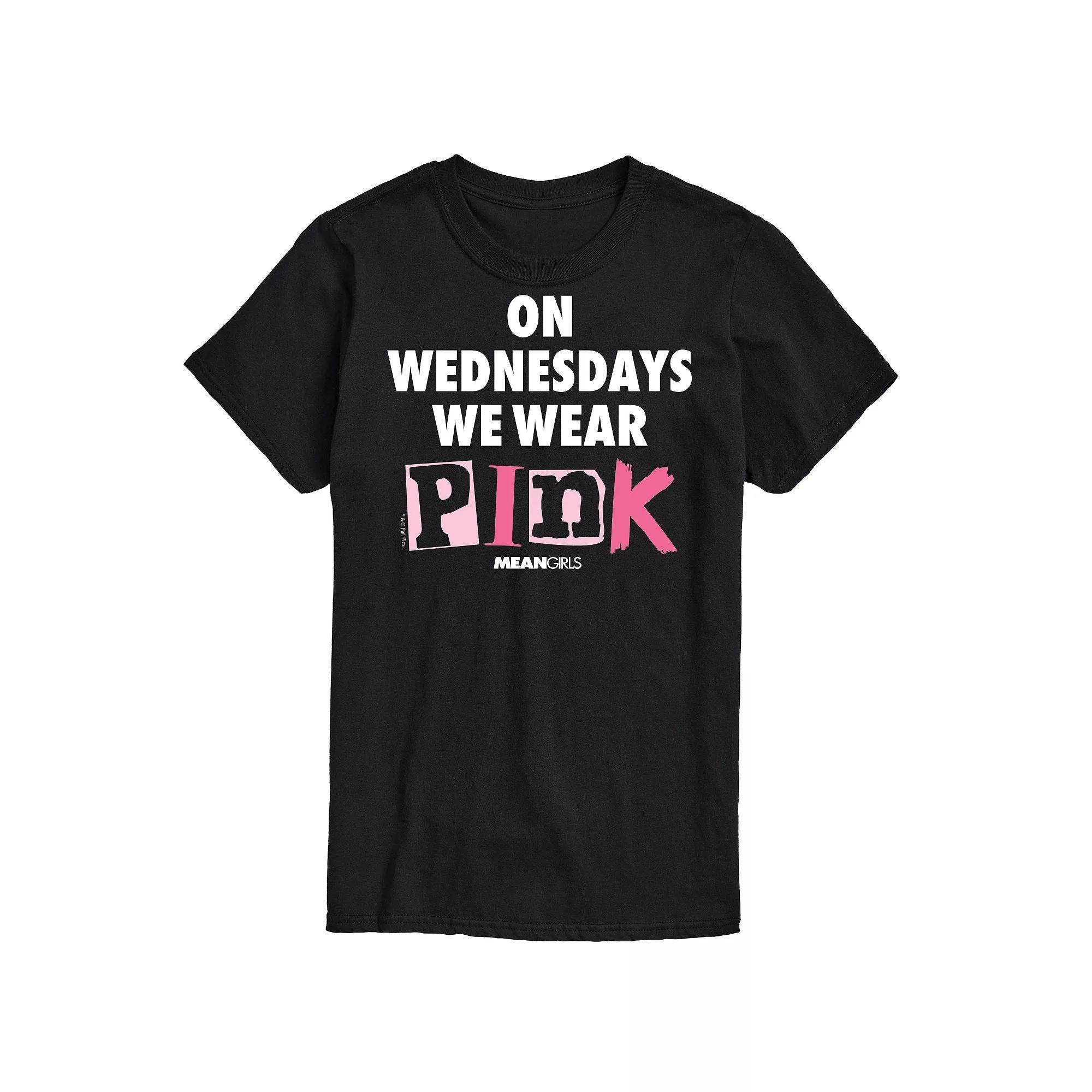 Men's Mean Girls Wednesdays We Wear Pink Graphic Tee, Size: XL, Black Product Image