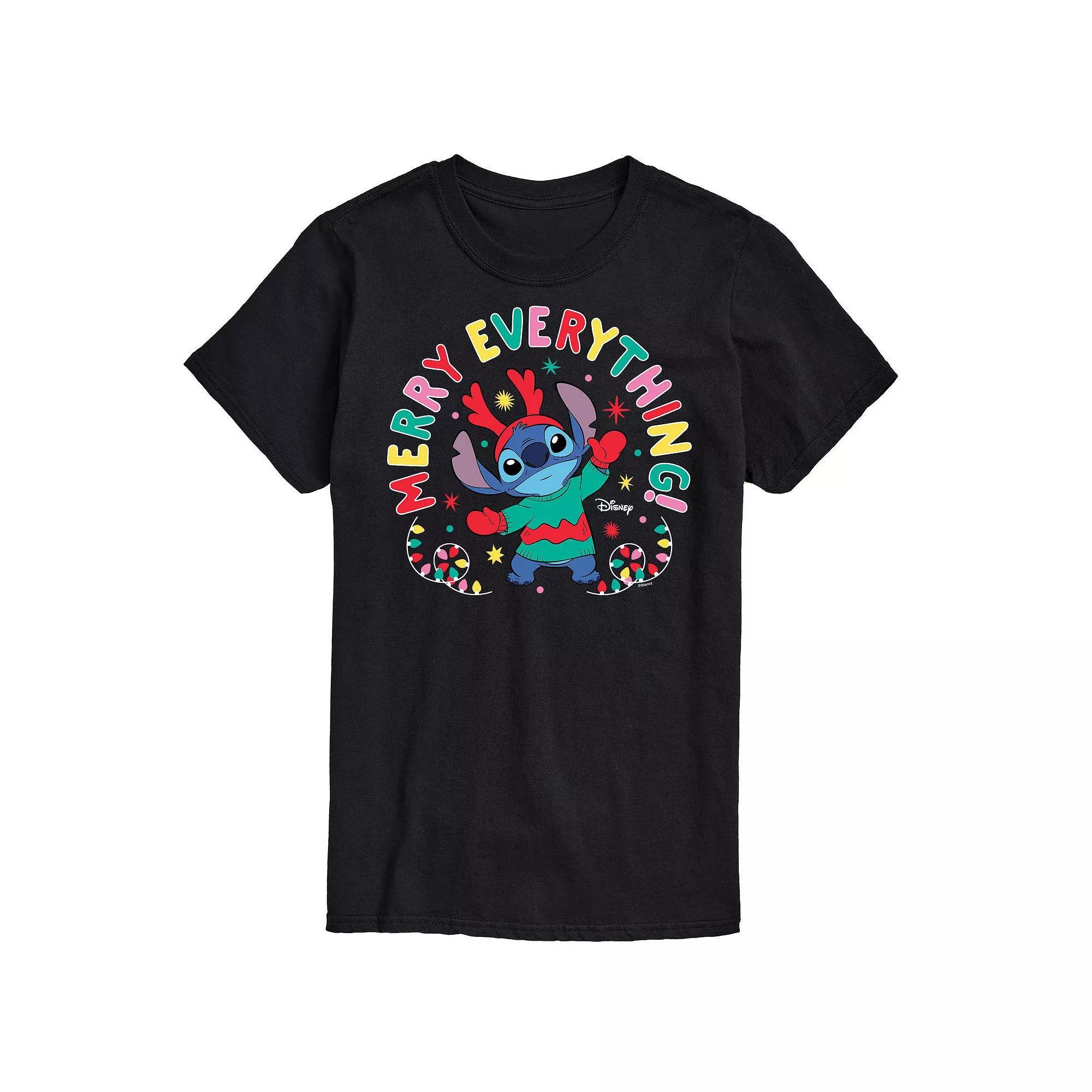 Disney's Lilo & Stitch Men's Merry Everything Graphic Tee, Size: Small, Black Product Image