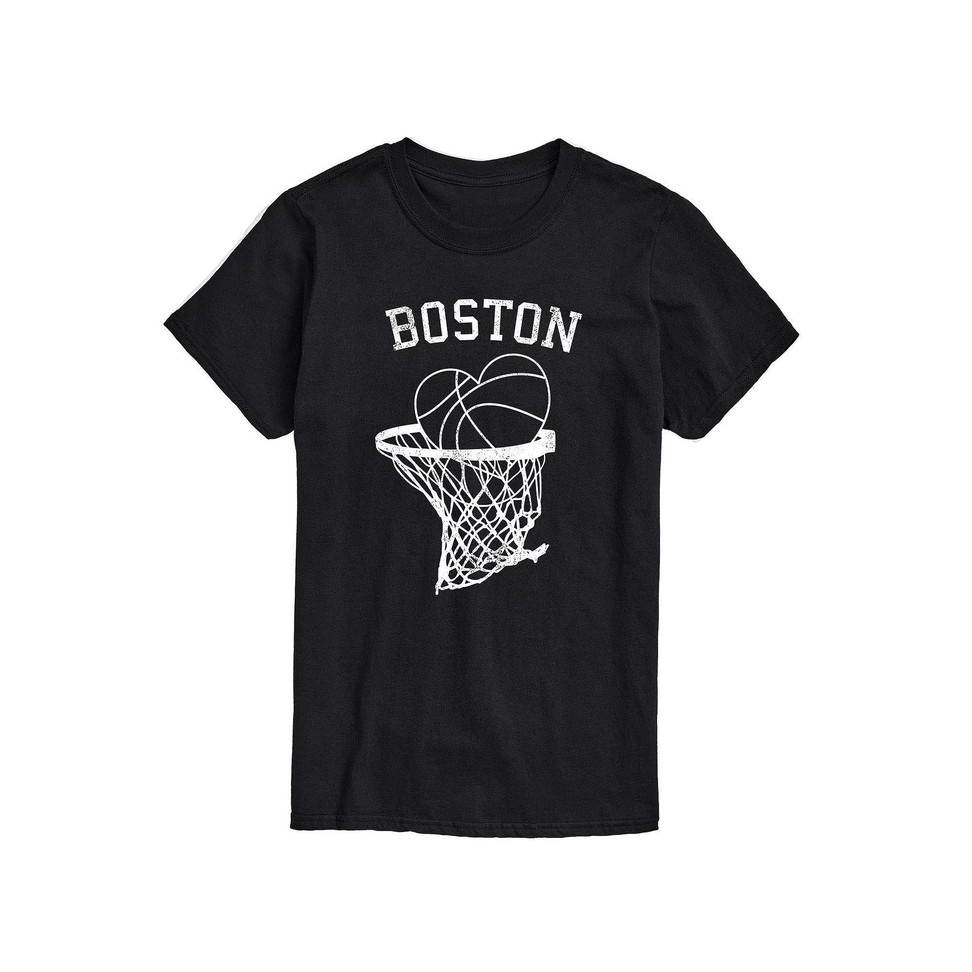 Mens Basketball Heart Boston Graphic Tee Grey Red Product Image