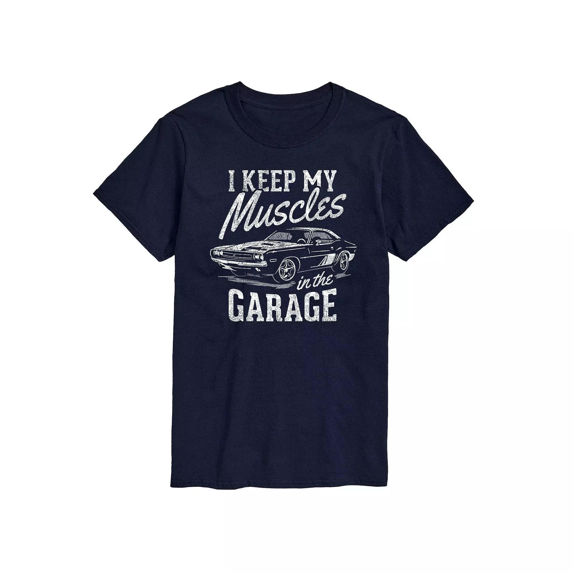 Men's I Keep My Muscles In My Garage Graphic Tee, Size: XXL, Blue Product Image
