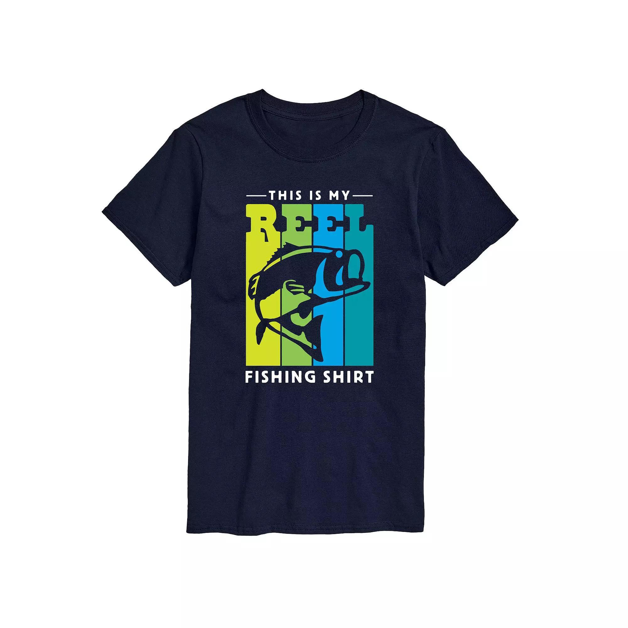 Mens This is My Reel Fishing Shirt Graphic Tee Blue Product Image