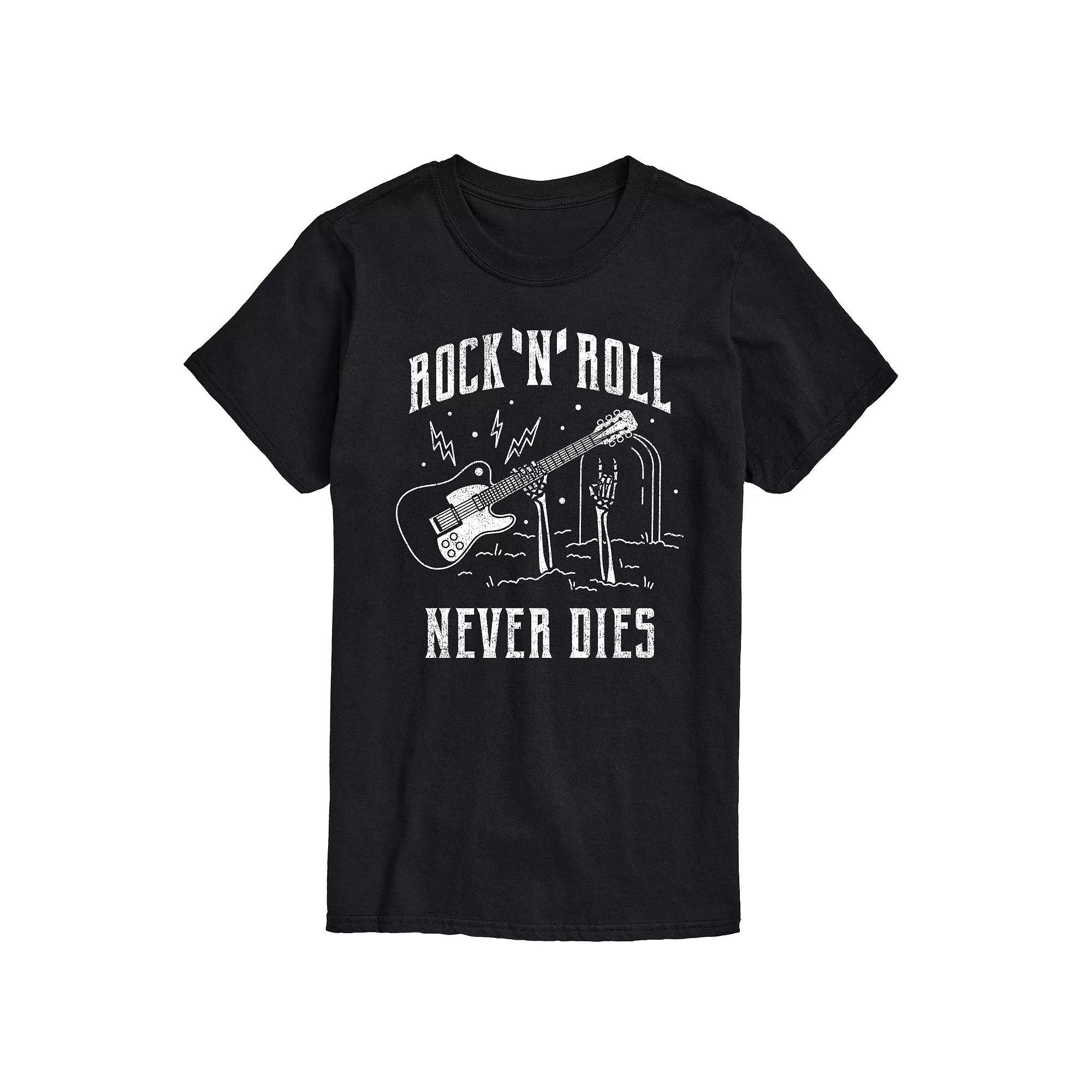 Big & Tall Rock N Roll Never Dies Graphic Tee, Men's, Size: 4XB, Black Product Image