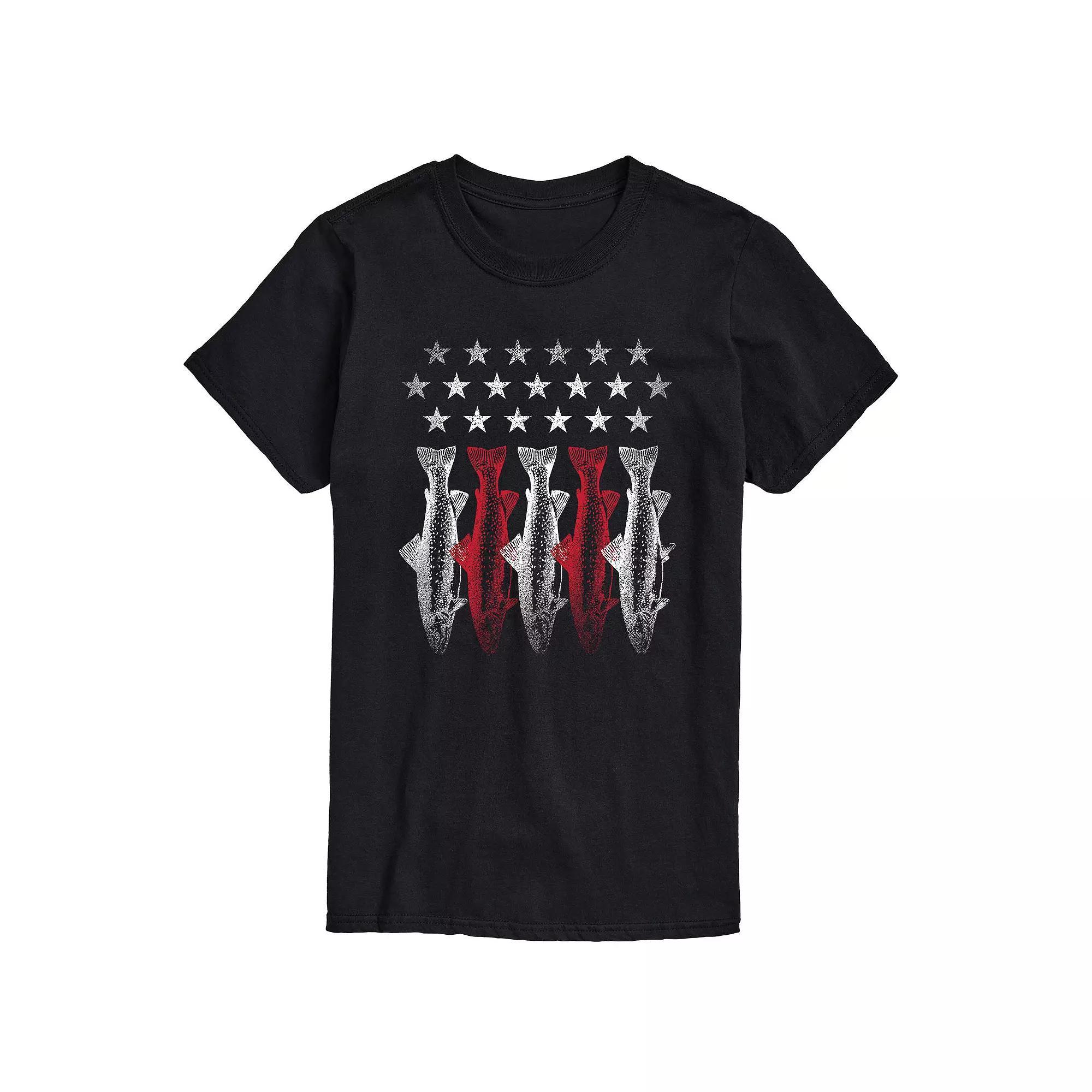 Mens Americana Flag Fish Graphic Tee Blue Product Image