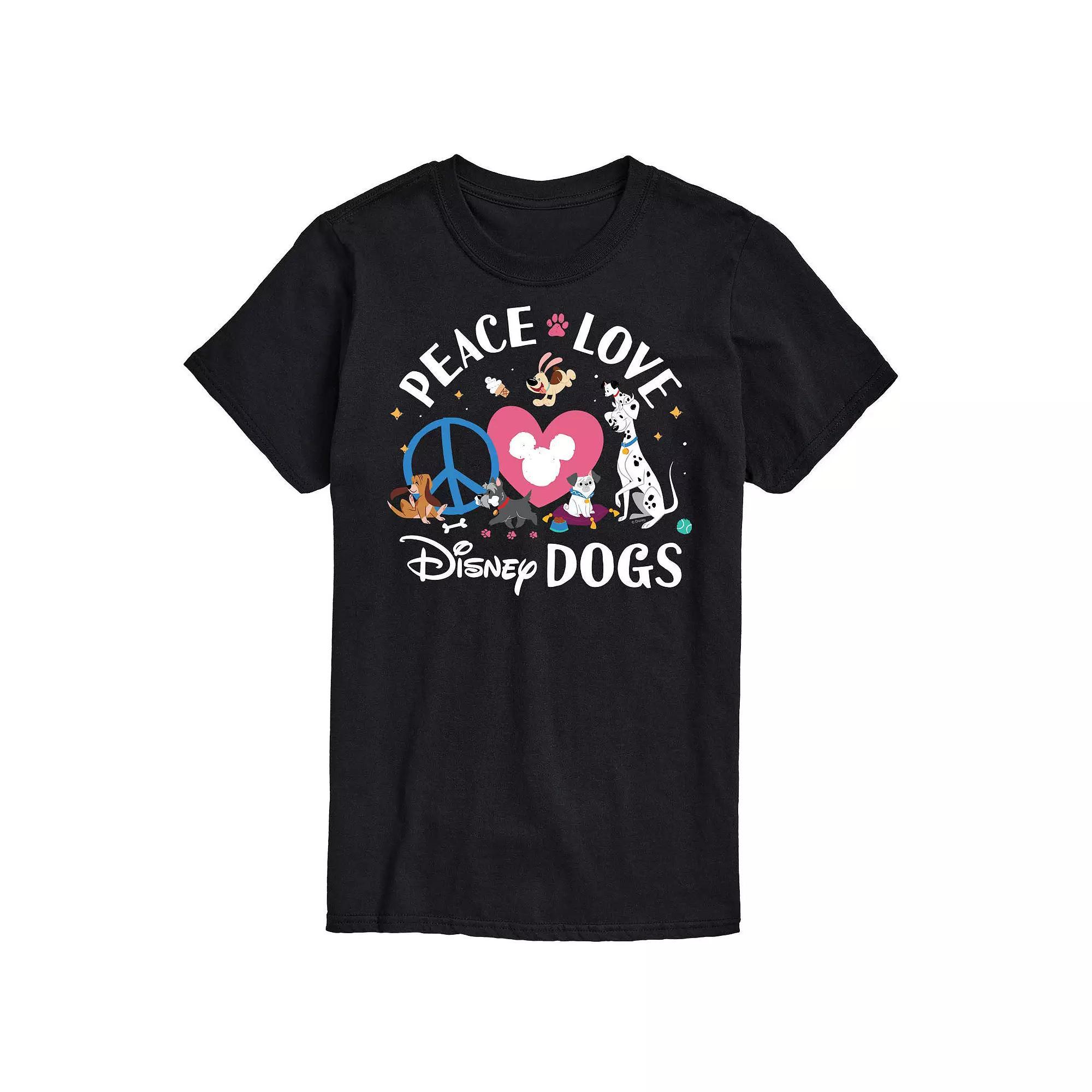 Disneys Cats & Dogs Big & Tall Peace Love Dogs Graphic Tee, Mens Product Image