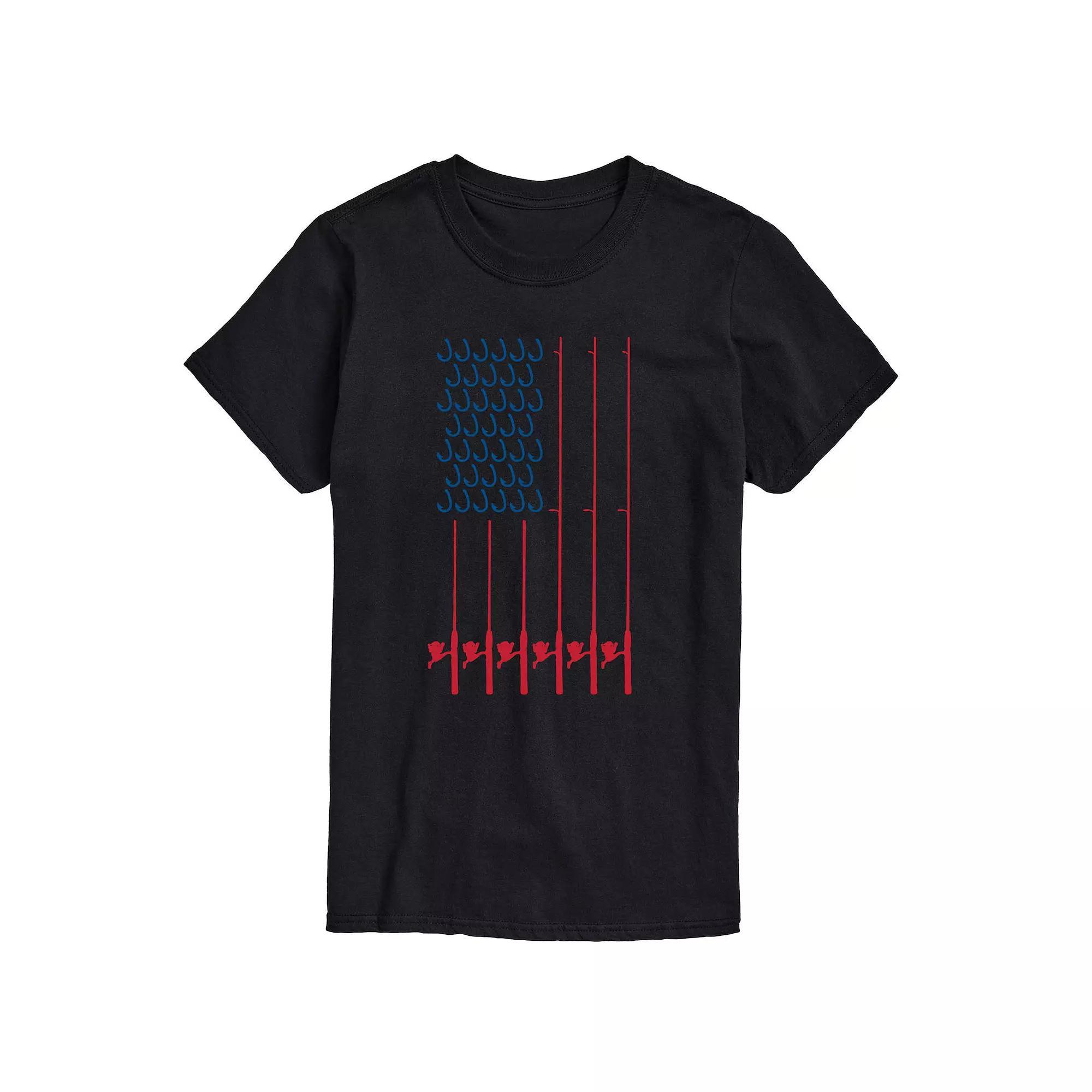 Men's Fishing Pole Flag Tee, Size: Small, Gray Product Image