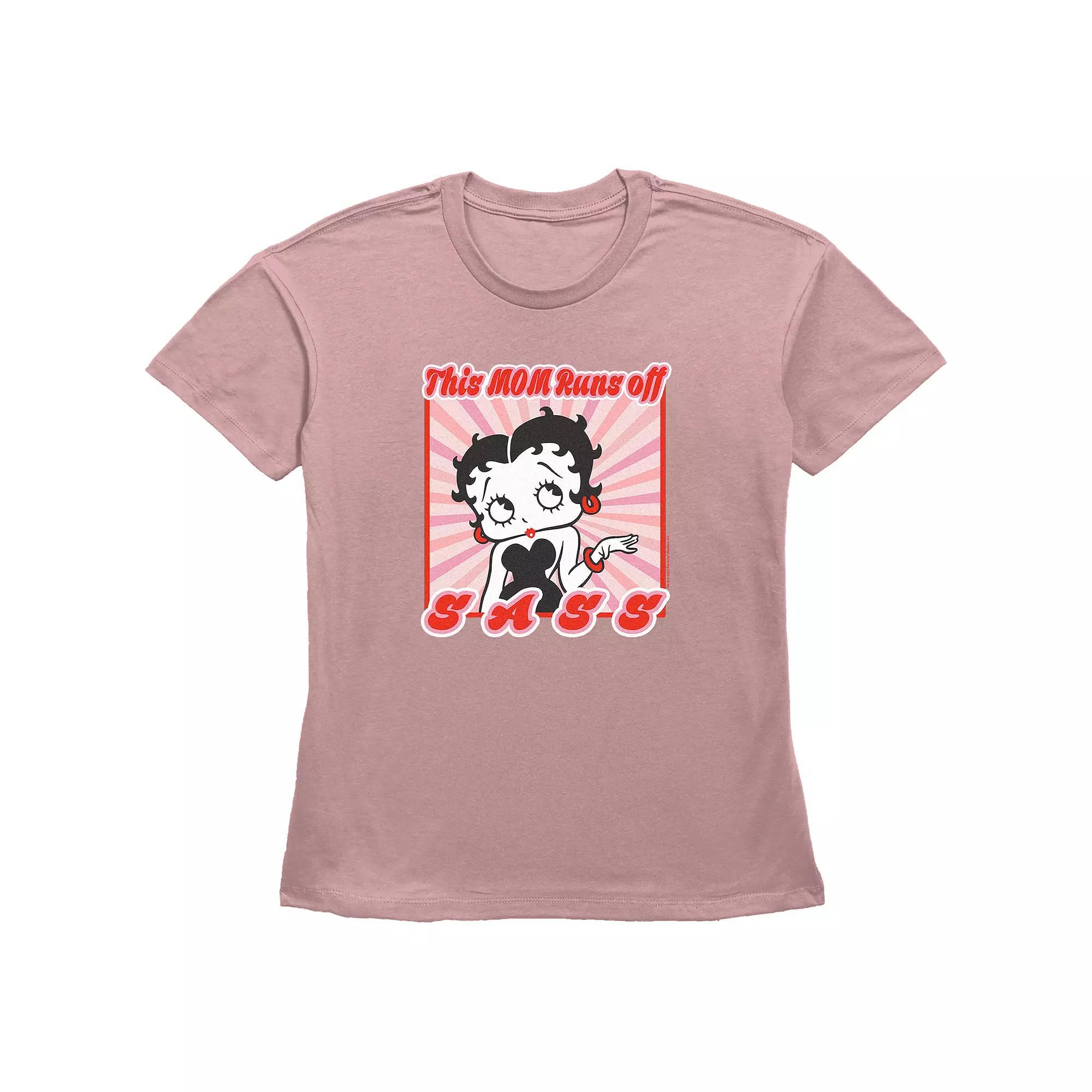 Women's Betty Boop My Mom Runs Off Sass Basic Fit Graphic Tee, Size: Small, Desert Pink Product Image
