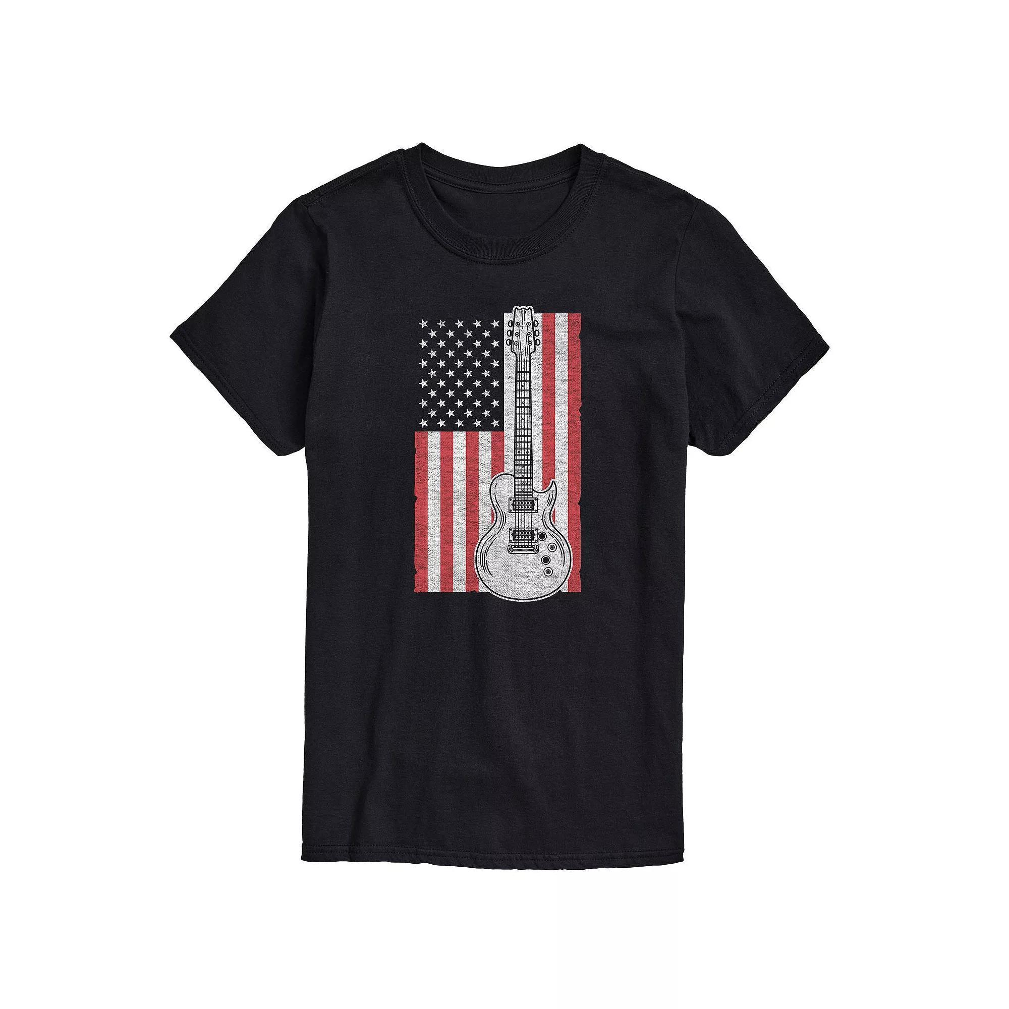 Big & Tall USA Flag Guitar Graphic Tee, Mens Product Image