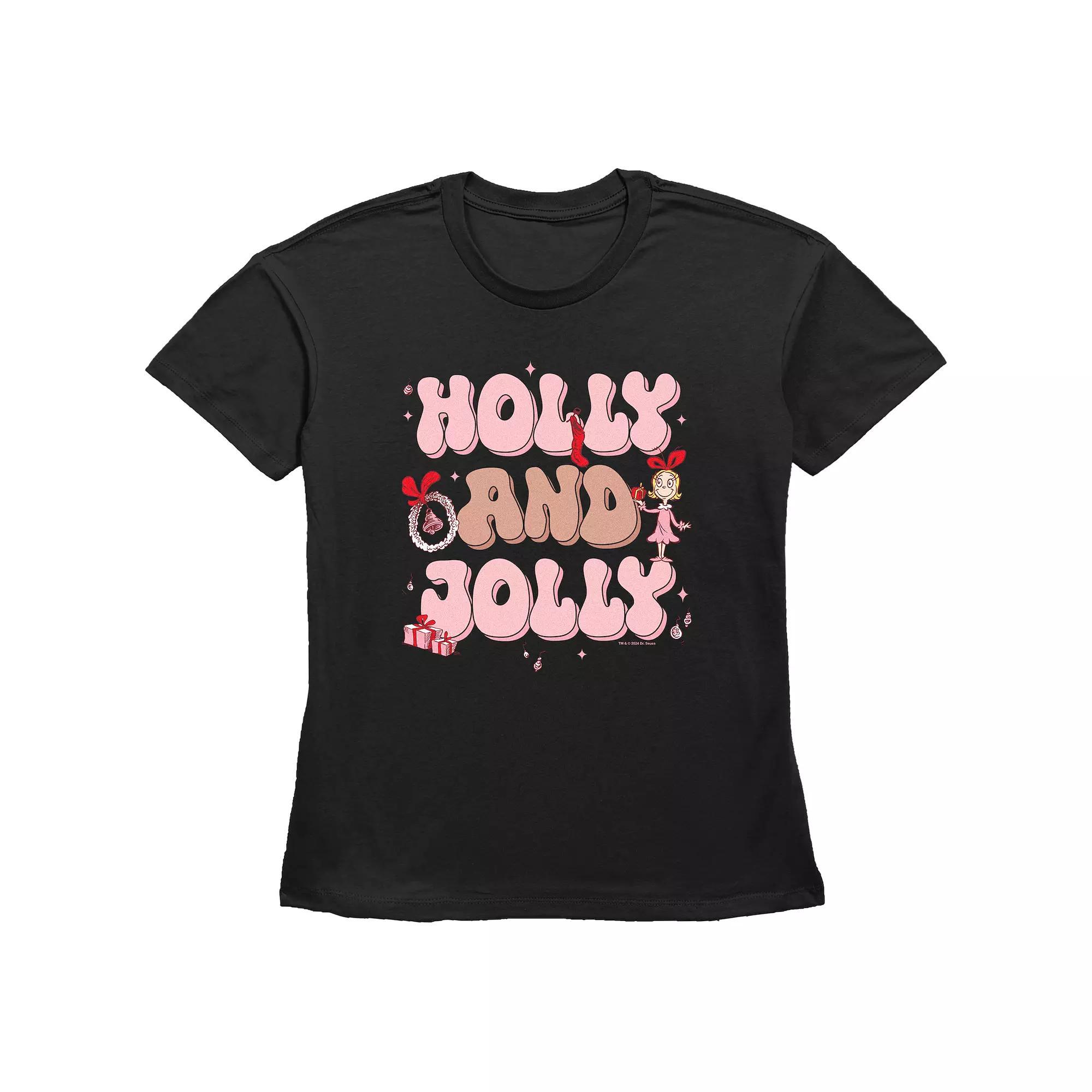 Women's Dr. Seuss Cindy-Lou Who Holly And Jolly Graphic Tee, Size: Medium, Black Product Image