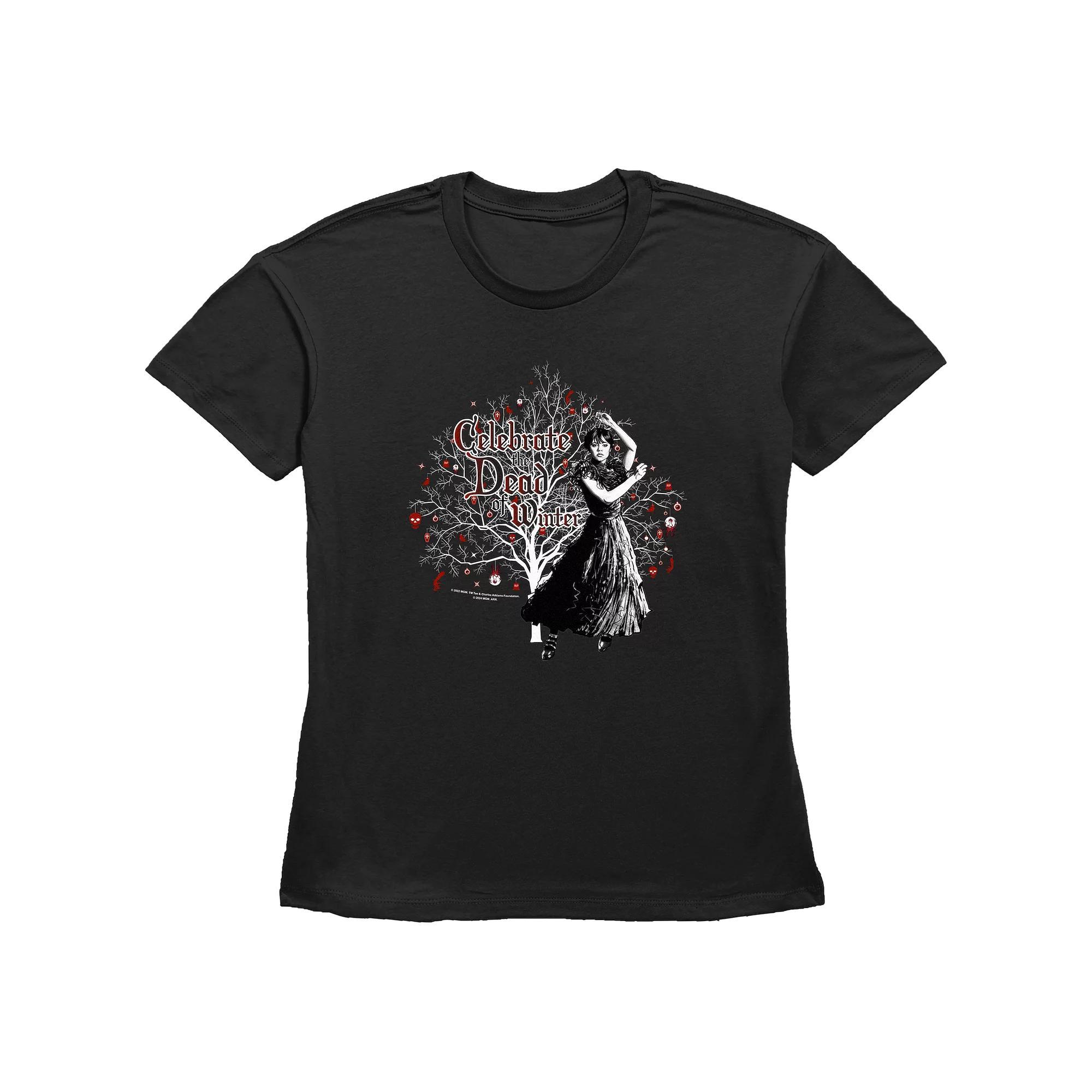 Women's Wednesday Celebrate The Dead Of Winter Graphic Tee, Size: Medium, Black Product Image