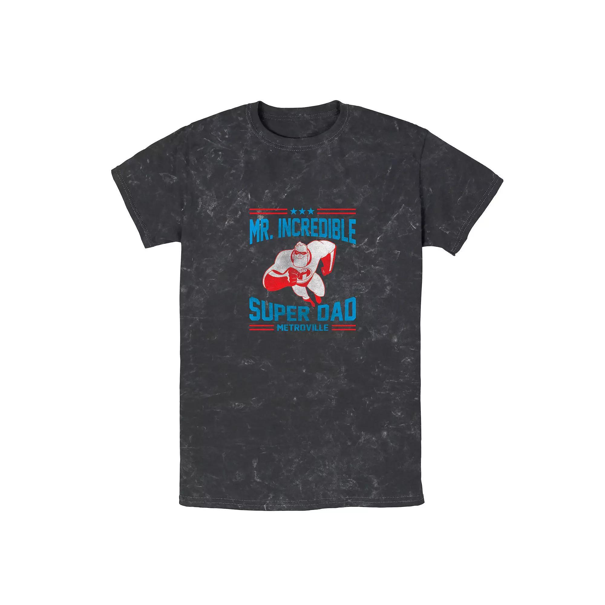 Disney / Pixar's The Incredibles Mr. Incredible Super Dad Mineral Wash Men's Graphic Tee, Size: Large, Black Product Image