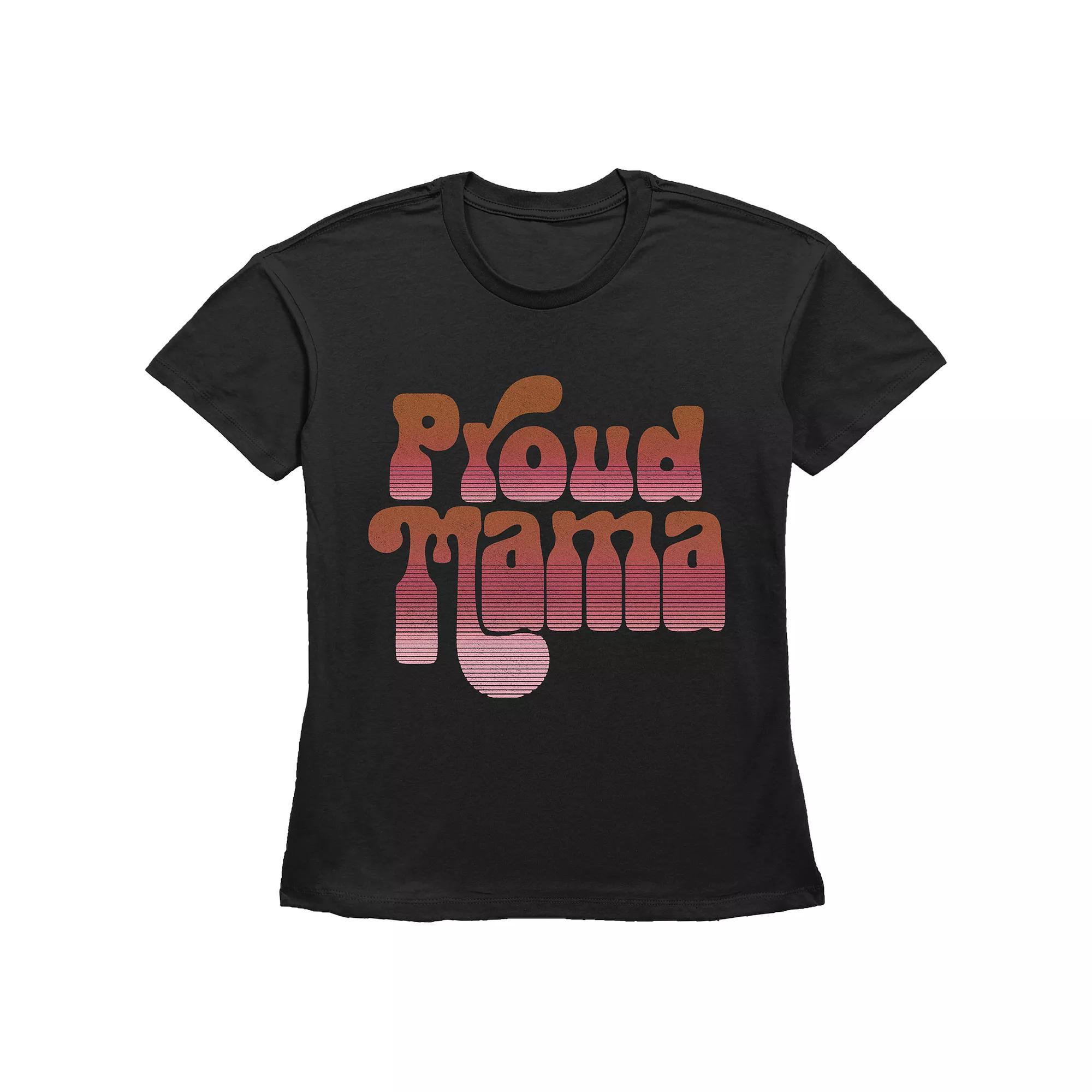 Women's Proud Mama Basic Fit Graphic Tee, Size: Small, Black Product Image