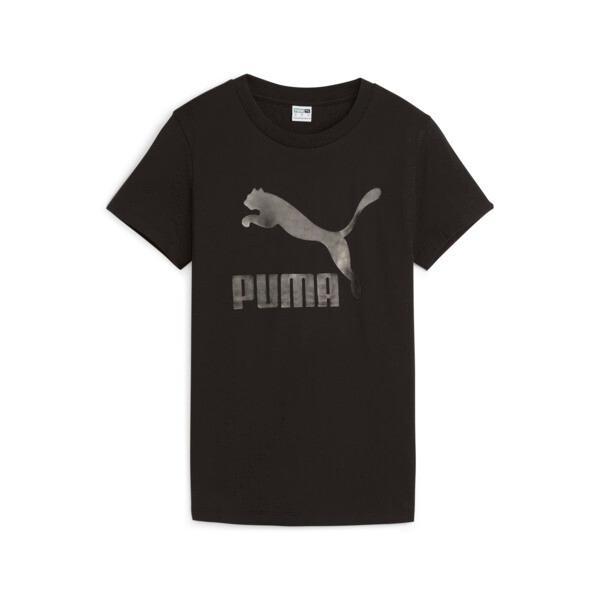 PUMA CLASSICS Shiny Logo Womens T-Shirt Product Image