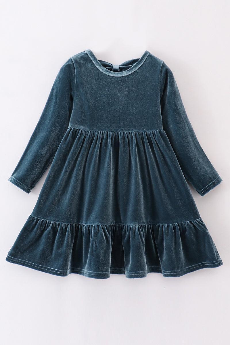 Premium Lake velvet tiered ruffle dress Product Image