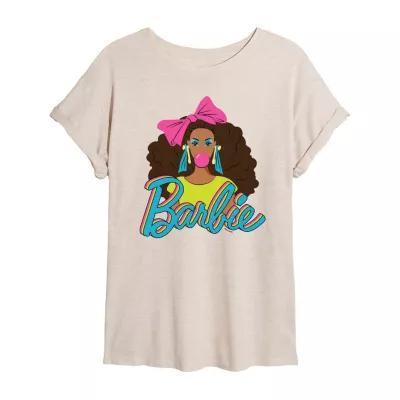 Juniors Womens Scoop Neck Short Sleeve Barbie Graphic T-Shirt Product Image