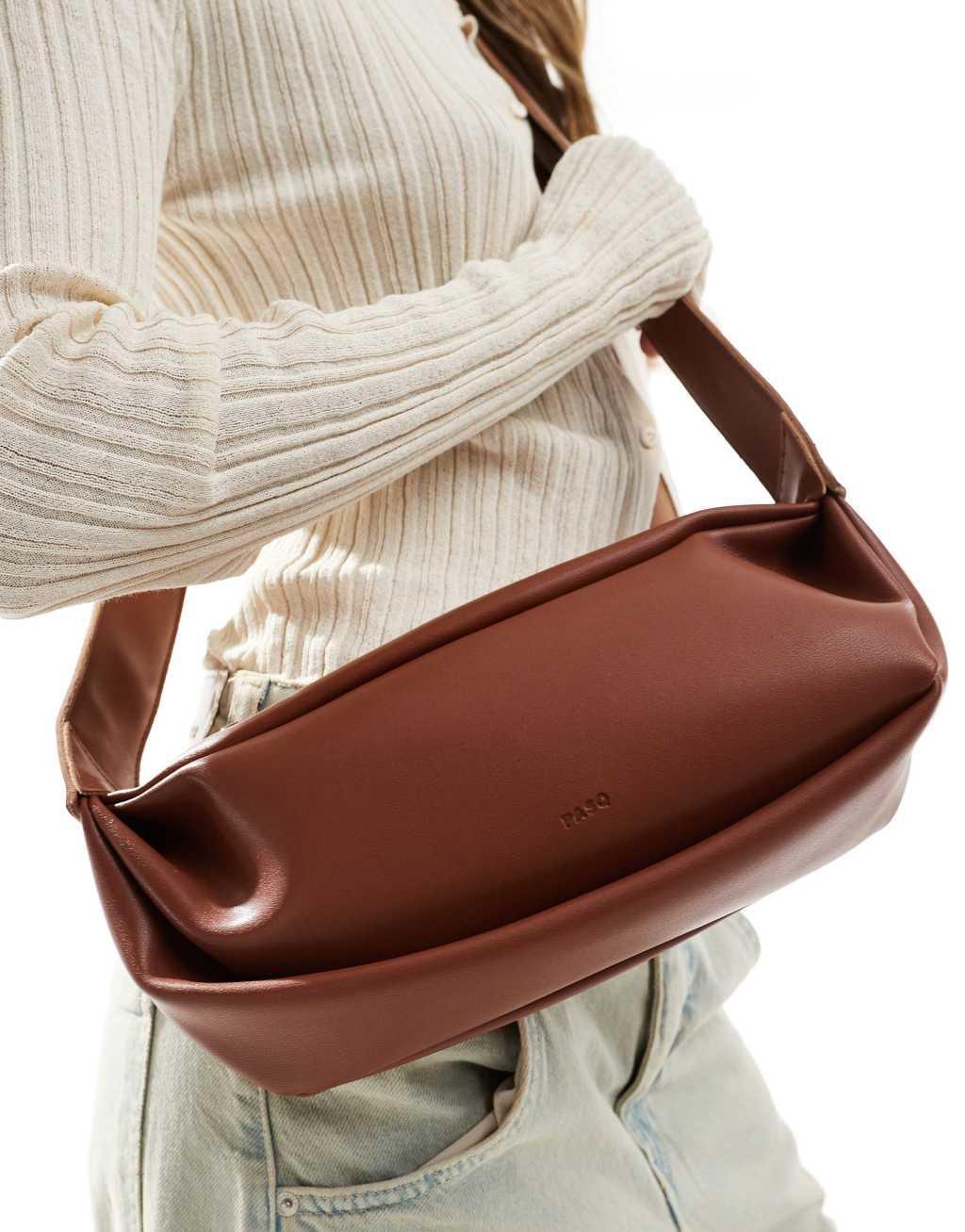 PASQ scoop crossbody sling bag in brown  Product Image