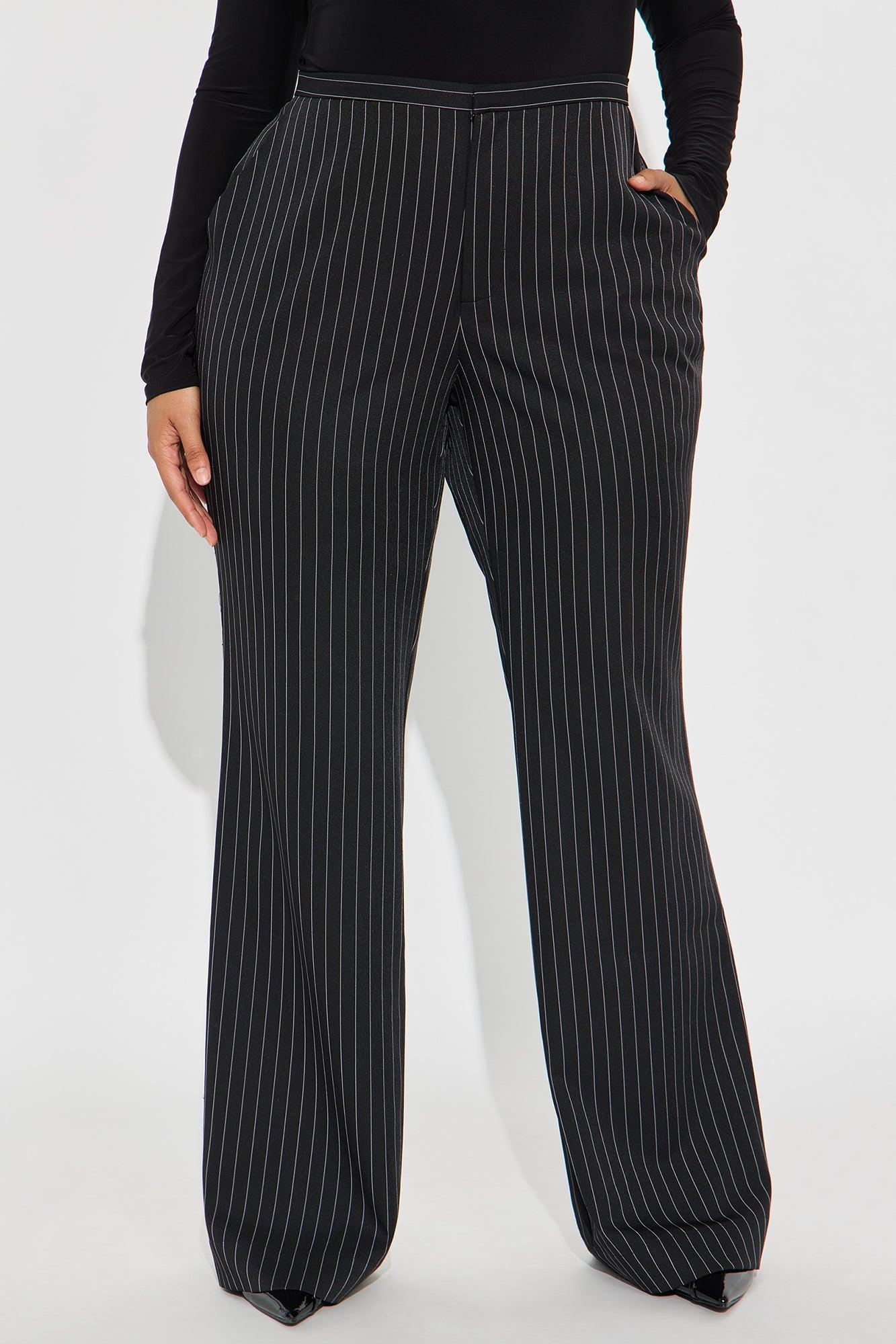 Madalyn Pinstripe Wide Leg Pant - Black Product Image