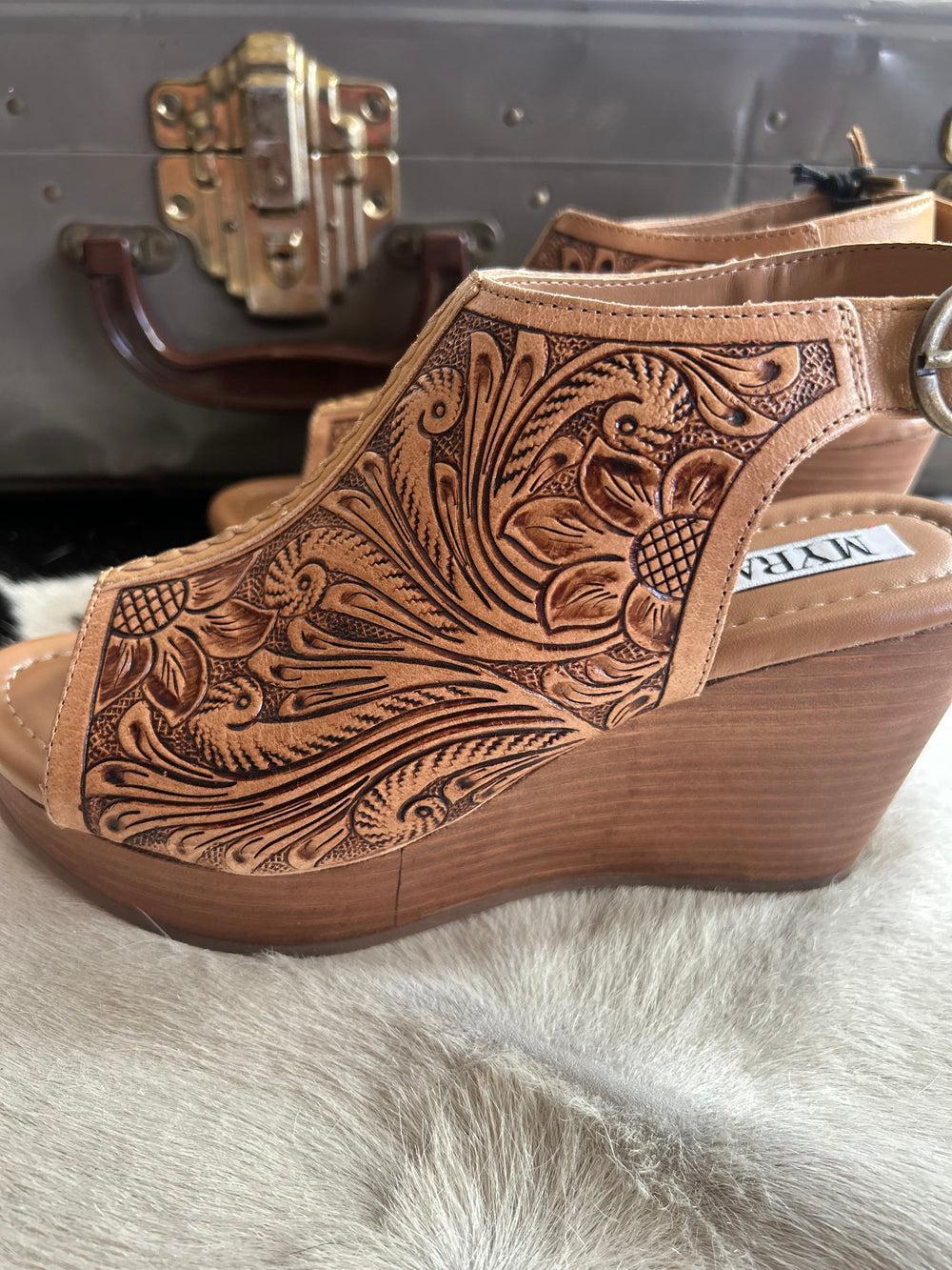 Myra Mila's Trail Tooled Wedge Sandals Product Image