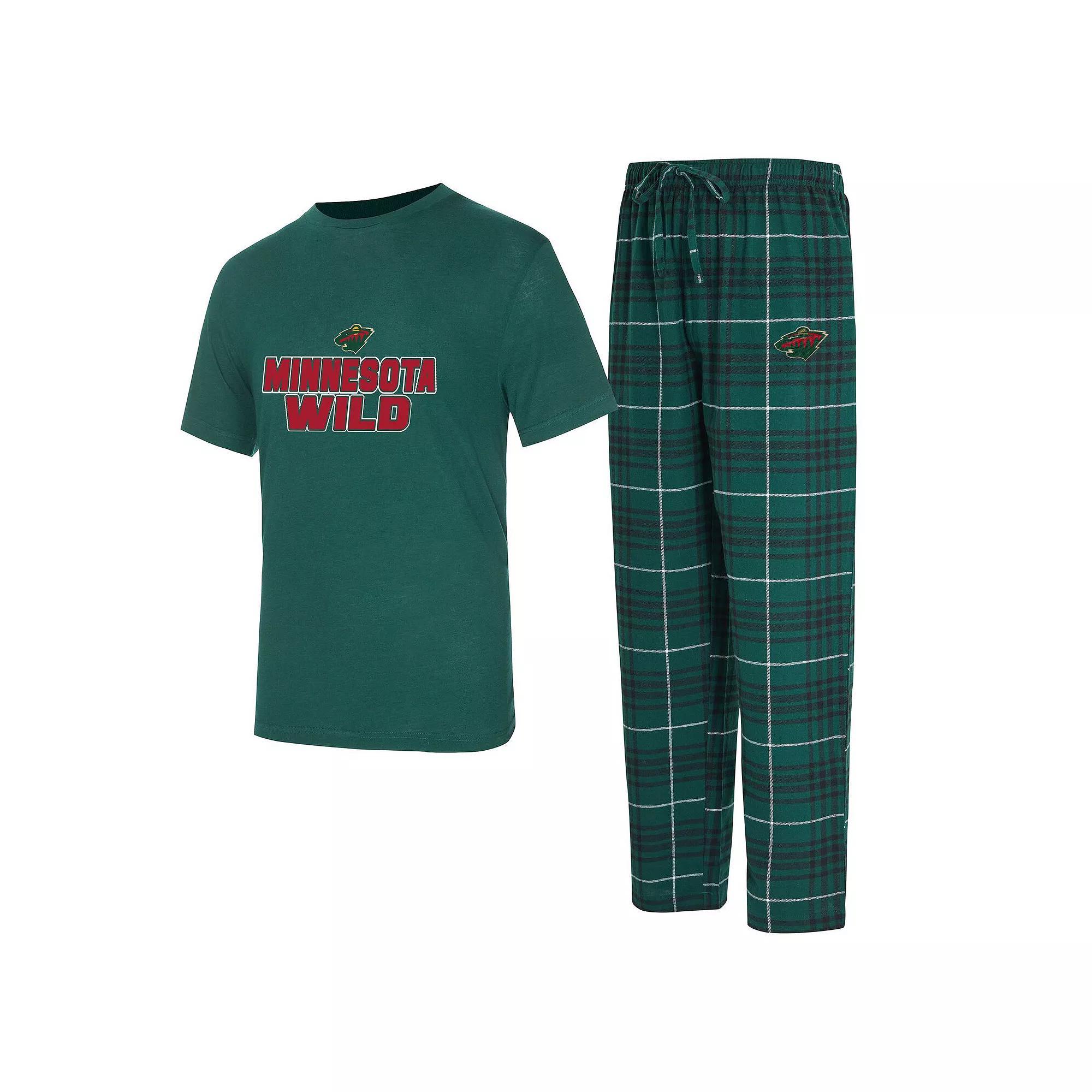 Men's Concepts Sport Minnesota Wild Vector T-Shirt & Pants Sleep Set, Size: XL, Green Product Image