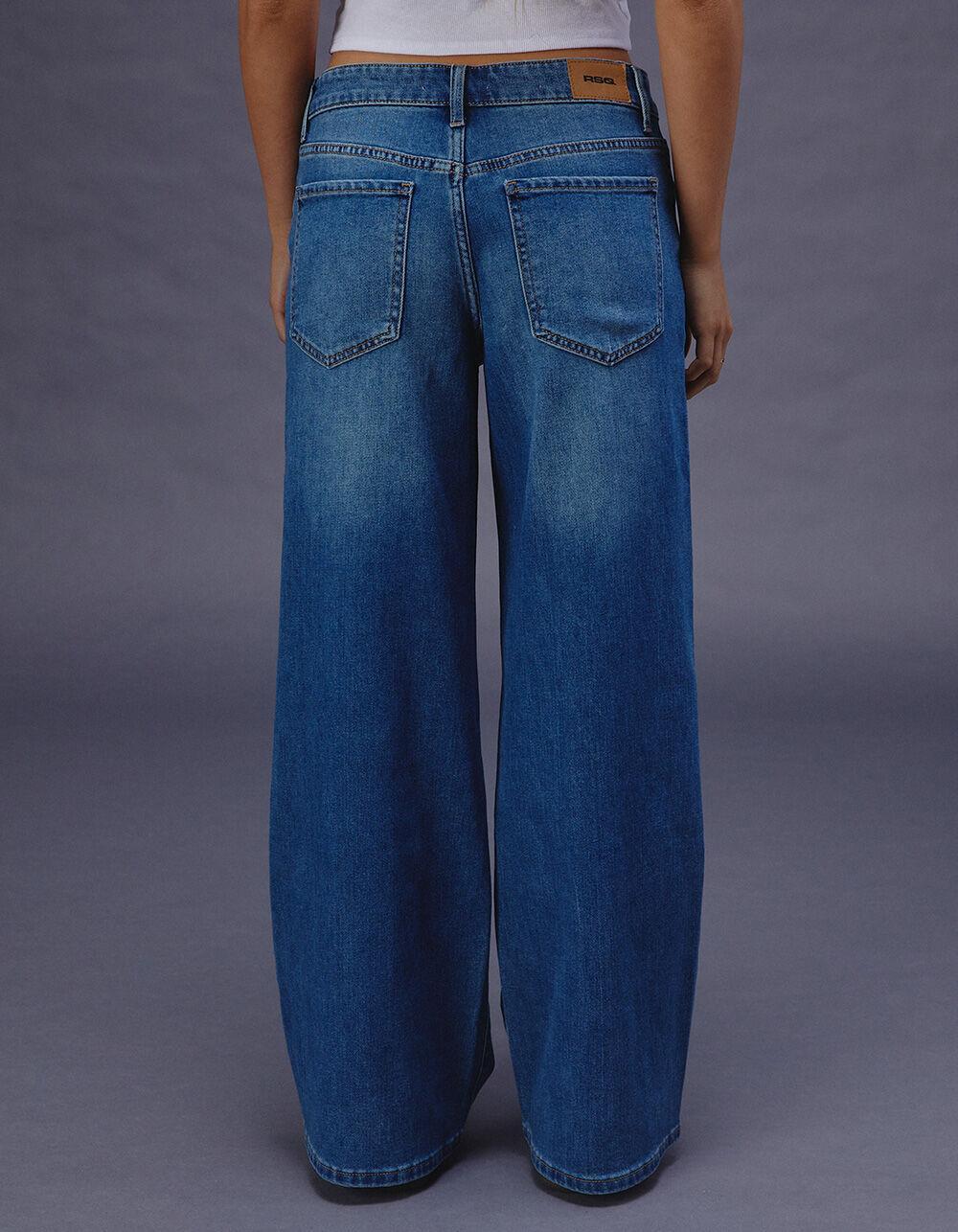 RSQ Womens Mid Rise Wide Leg Jeans - MED BLAST Product Image