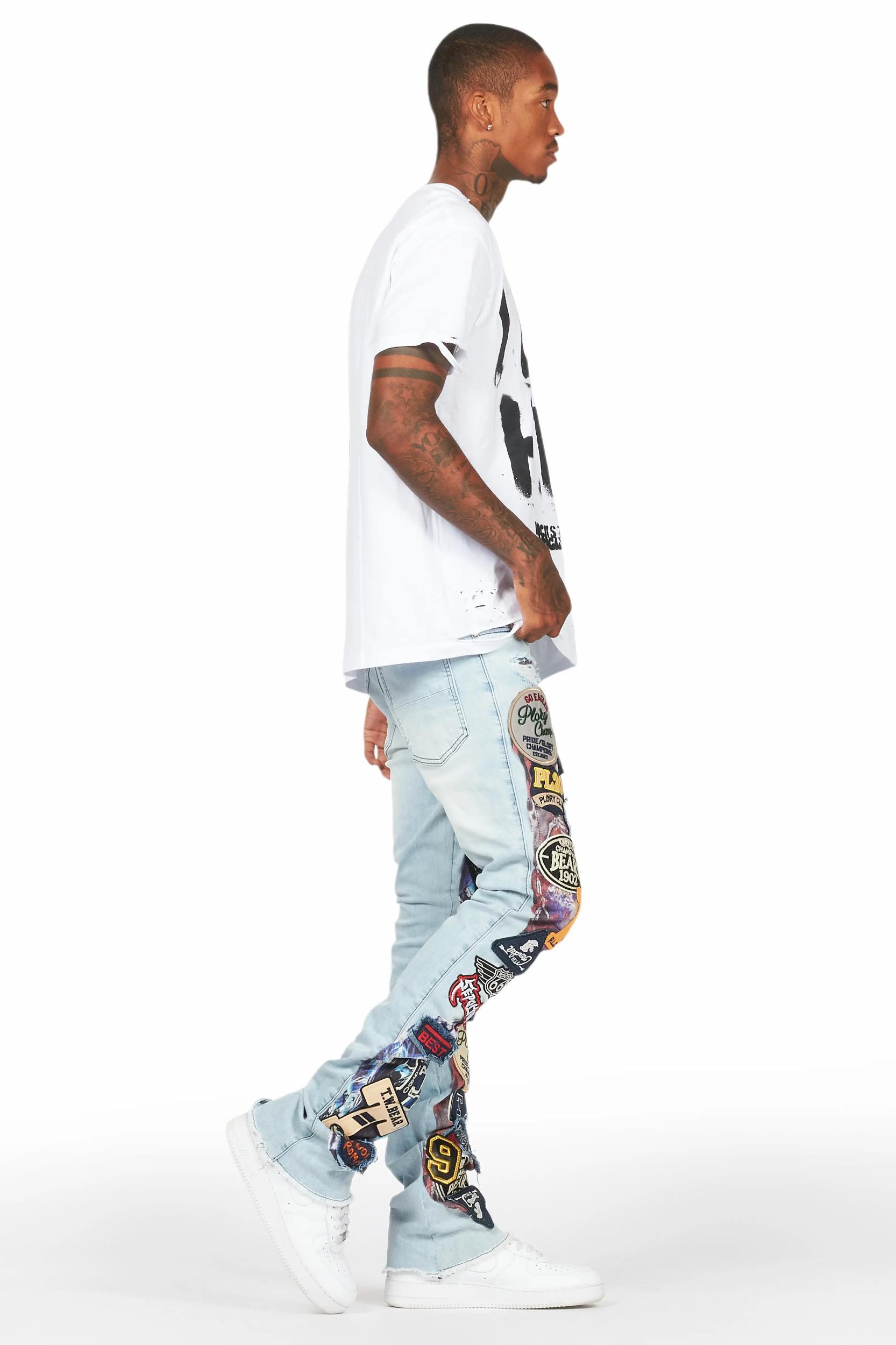 Espen Blue Stacked Flare Jean Male Product Image