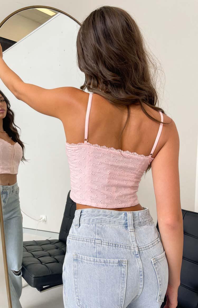 Lucia Pink Broderie Crop Top Product Image