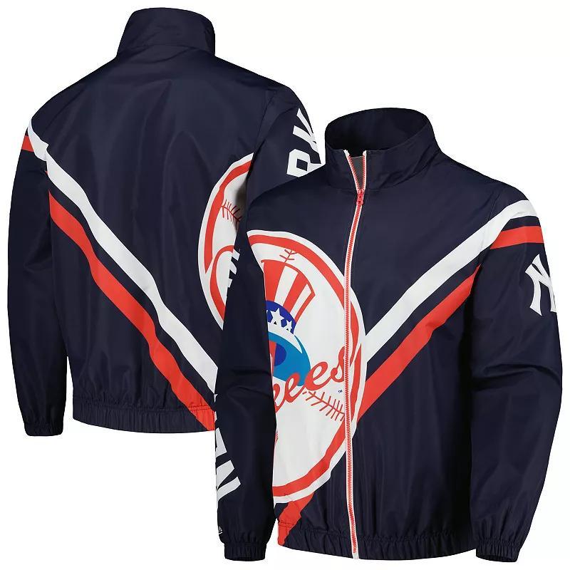 Mens Mitchell & Ness New York Yankees Exploded Logo Warm Up Full-Zip Jacket Blue Product Image
