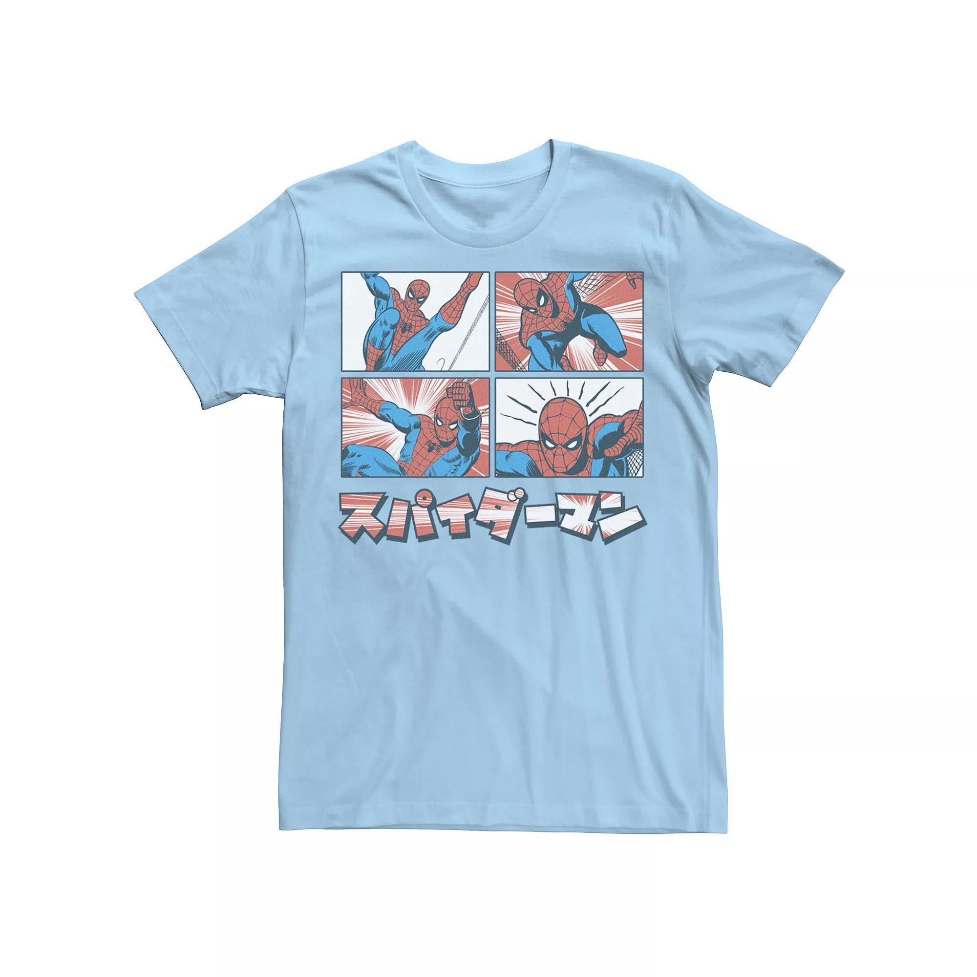 Mens Marvel Spider-Man Kanji Comic Panels Graphic Tee Product Image