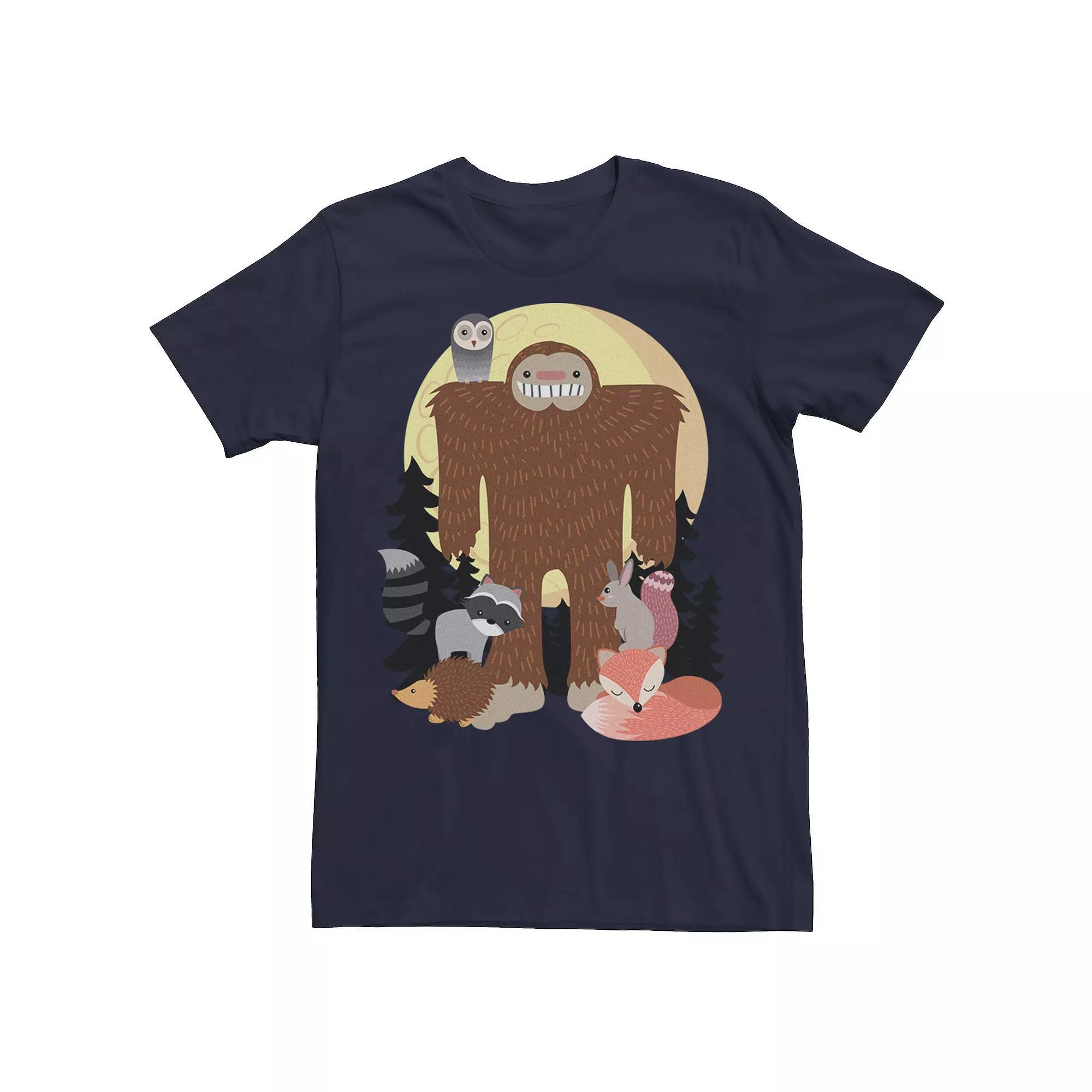 Men's Sasquatch With Woodland Creatures Tee, Size: Medium, Blue Product Image