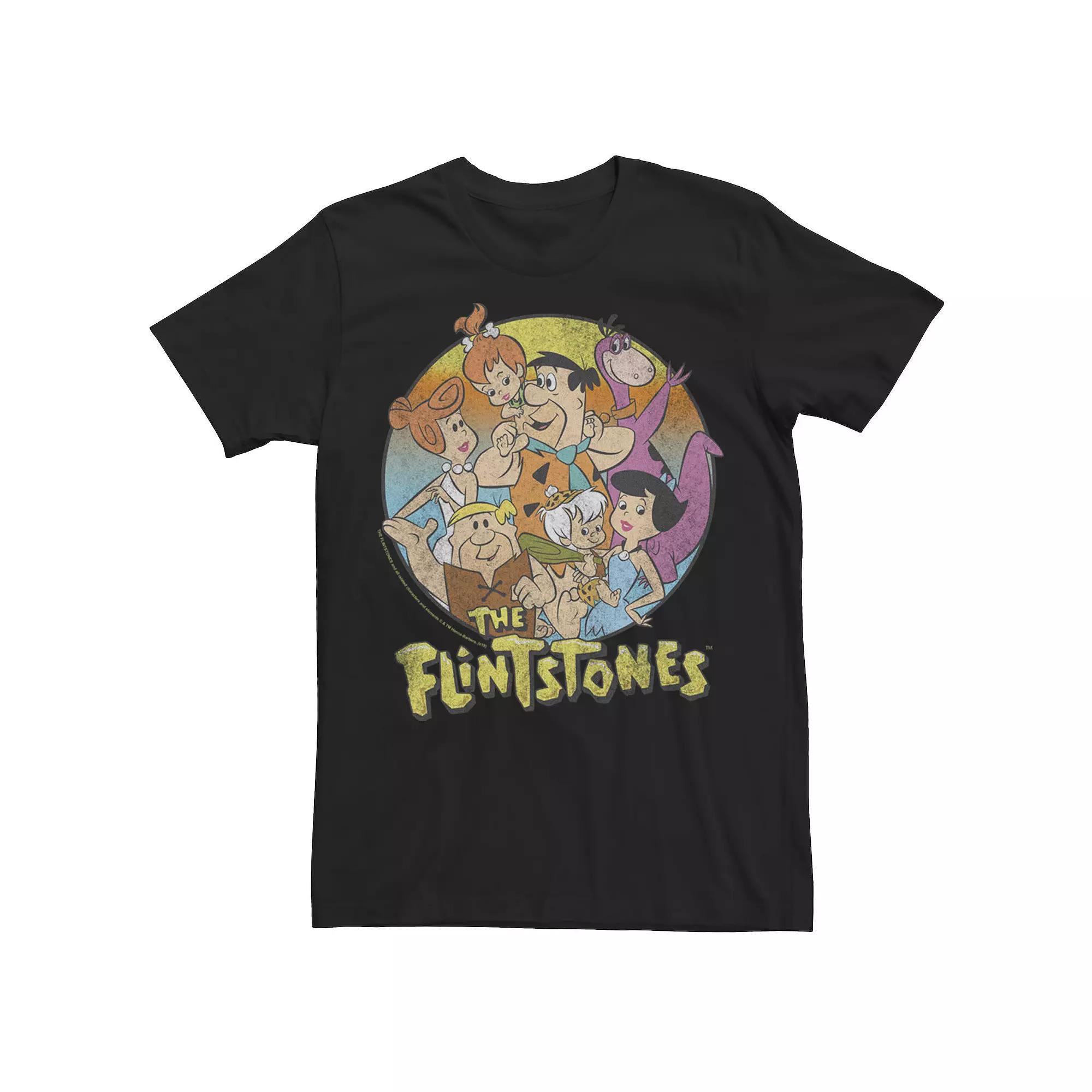 Men's The Flinstones Distresed Group Portrait Tee, Size: XXL, Black Product Image