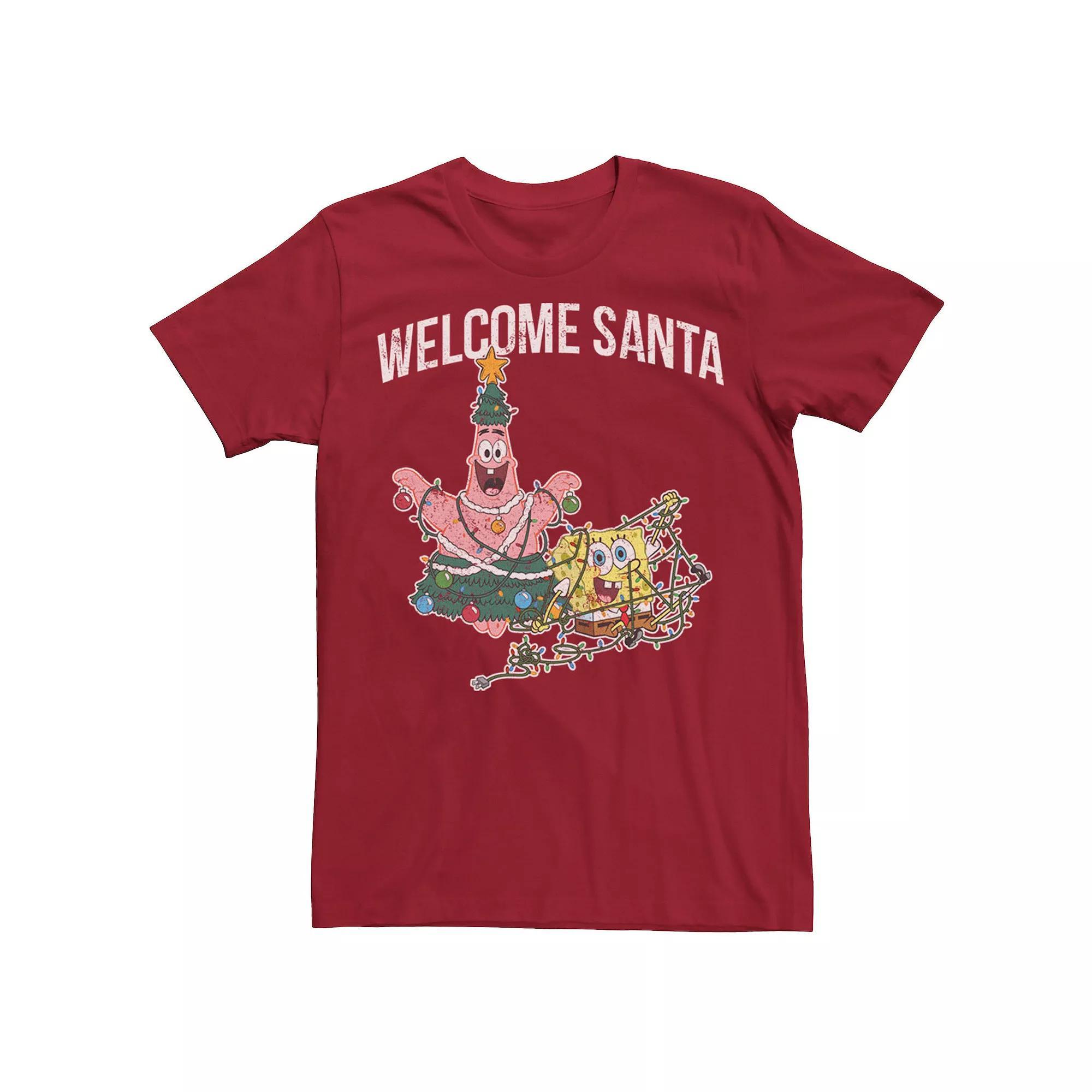 Men's Spongebob Squarepants Patrick Welcome Santa Tee, Size: Medium, Royal Grey Product Image
