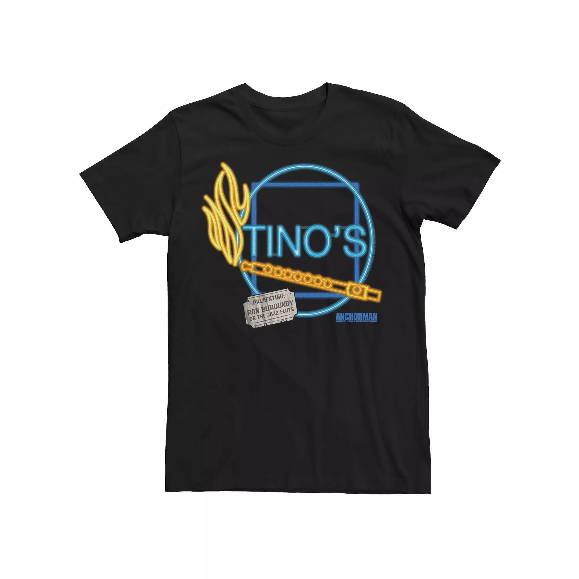 Men's Anchorman Tino's Presenting Ron Burgundy On Jazz Flute Tee, Size: Medium, Black Product Image