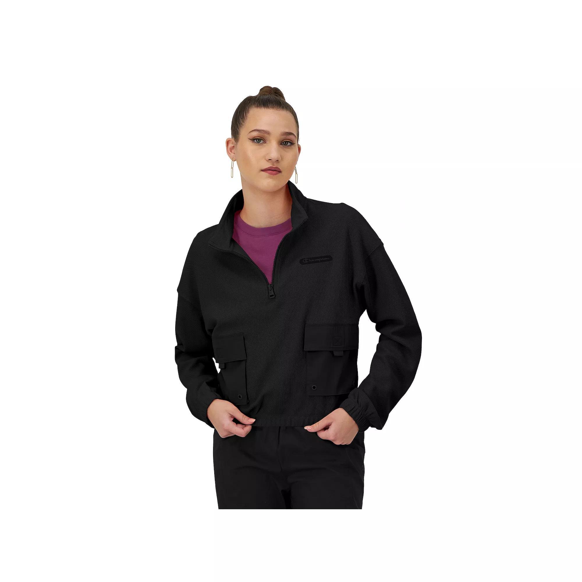 Women's Champion® Campus Pique 1/4-Zip Pullover, Size: XXL, Black Product Image