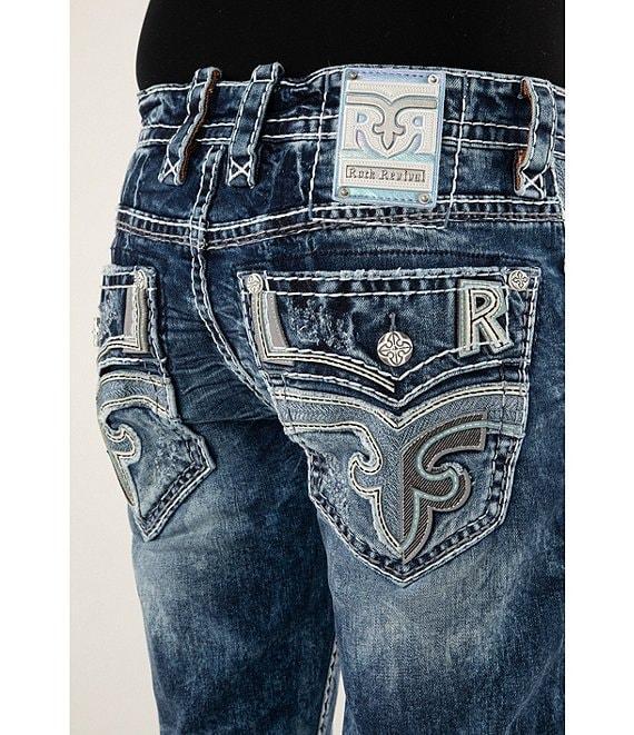 Rock Revival Maurice Inverted-Fleur-De-Lis Pocketed Straight Leg Jeans Product Image