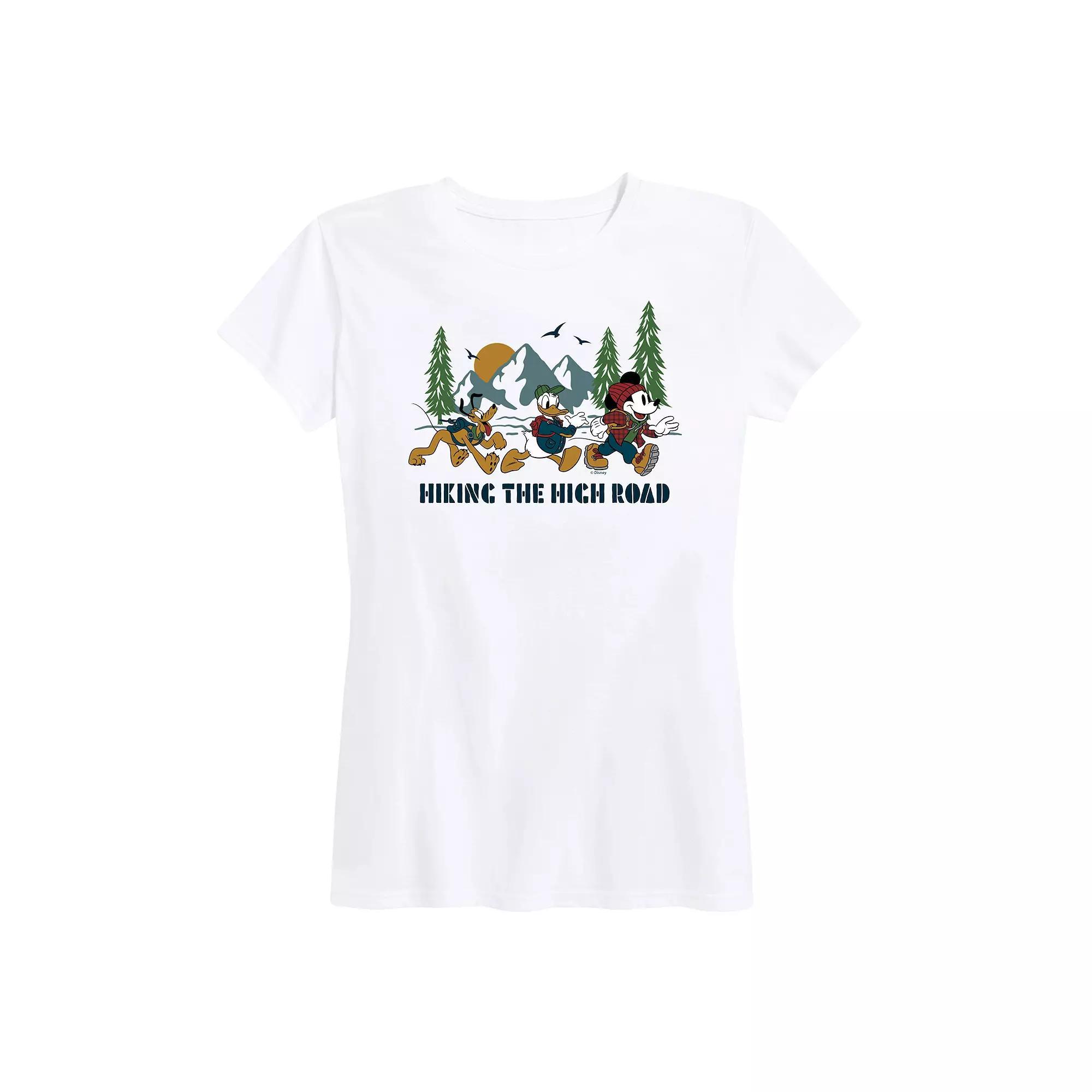 Disneys Mickey Mouse, Donald Duck & Pluto Womens Hiking The High Road Graphic Tee Product Image