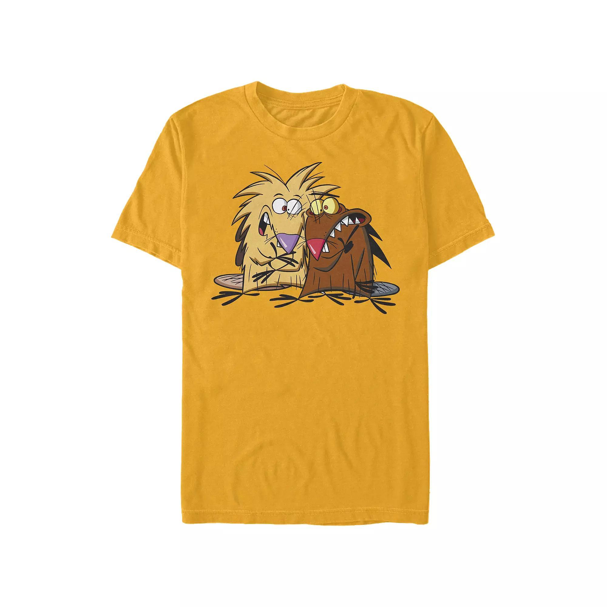 Men's Angry Beavers Crazy Eyes Portraits Graphic Tee, Size: Small, Gold Product Image