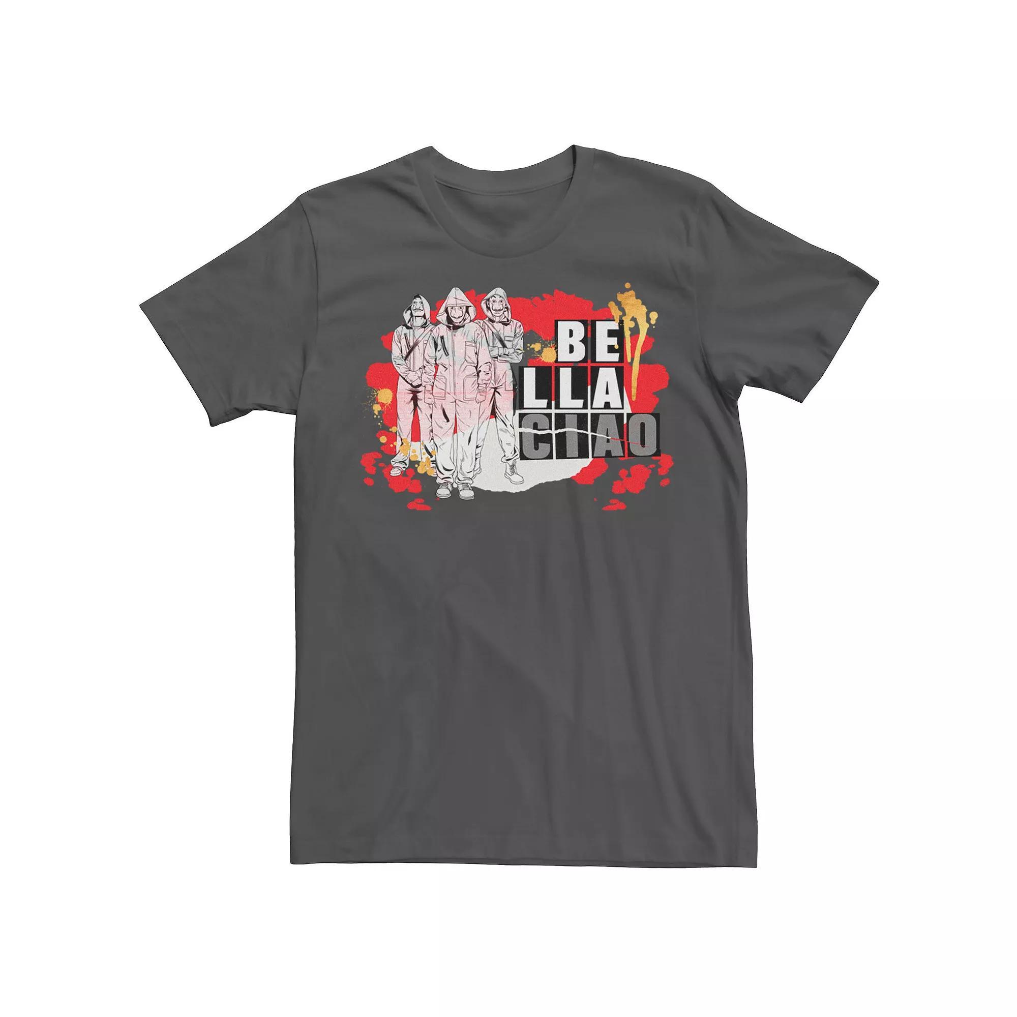 Men's Netflix La Casa De Papel Bella Ciao Paint Splatter Tee, Size: 3XL, Grey Product Image