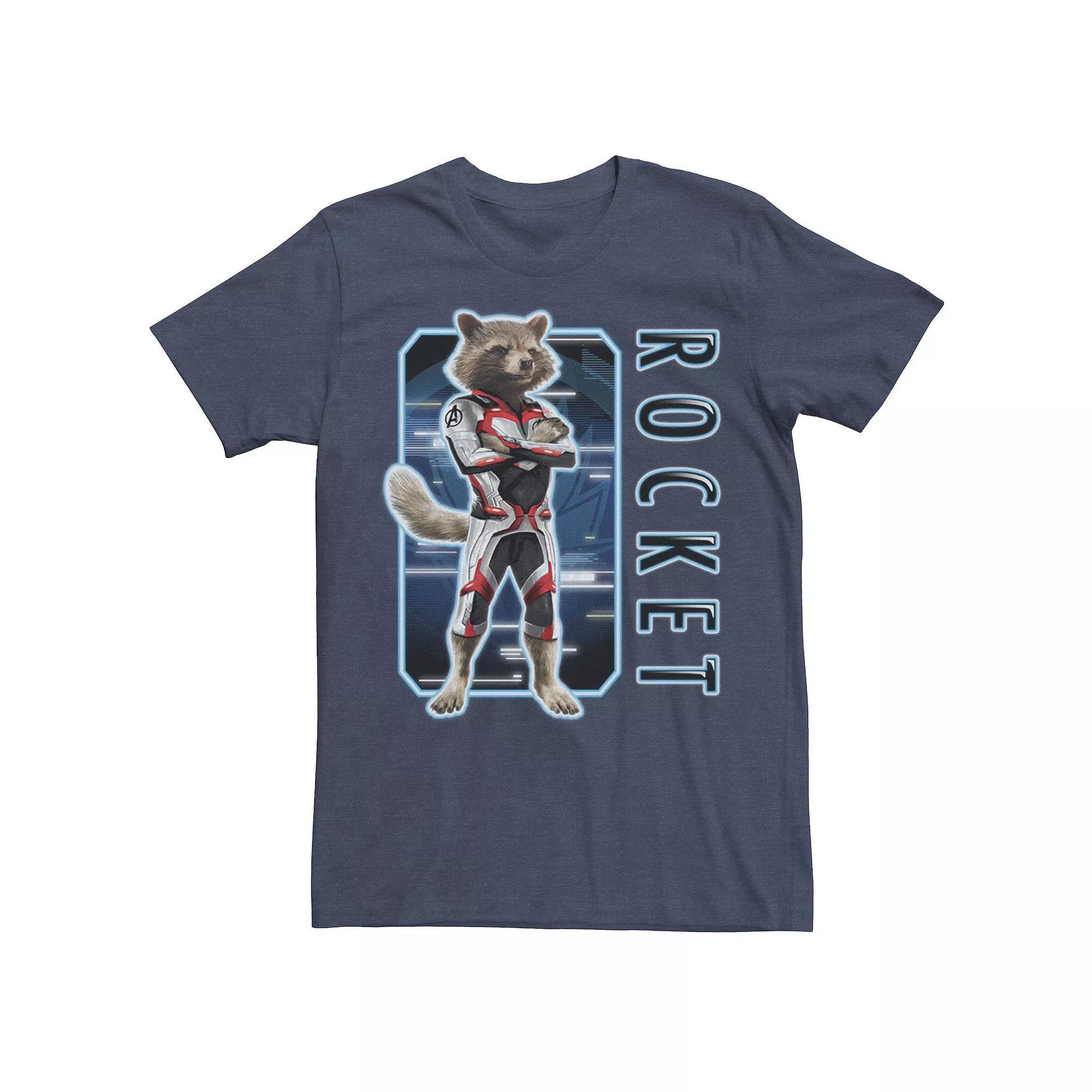 Men's Marvel Avengers Endgame Rocket Portrait Panel Graphic Tee, Size: 3XL, Navy Grey Product Image